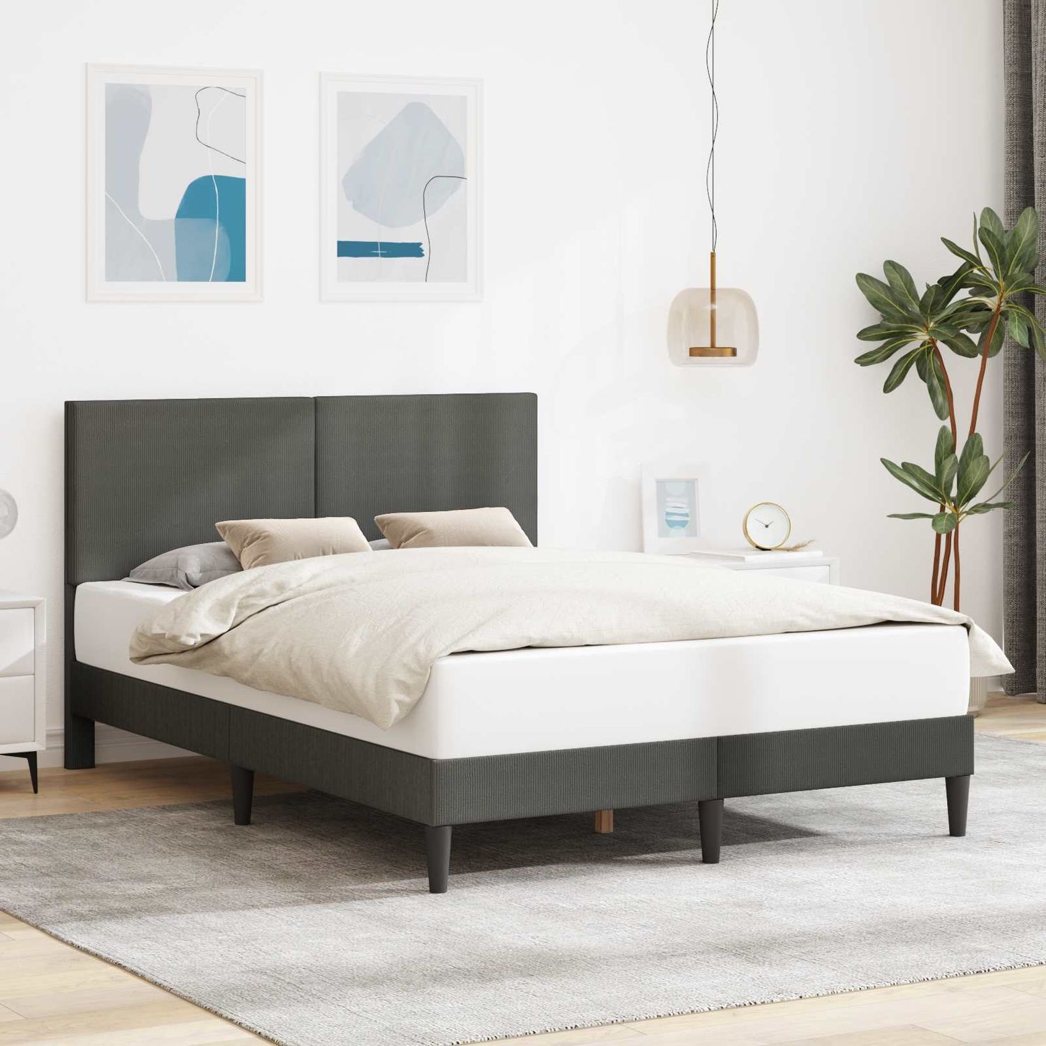 vidaXL Bettrahmen mit Kopfteil Dunkelgrau 120x190 cm Cordstoff 42027721 Bild 1