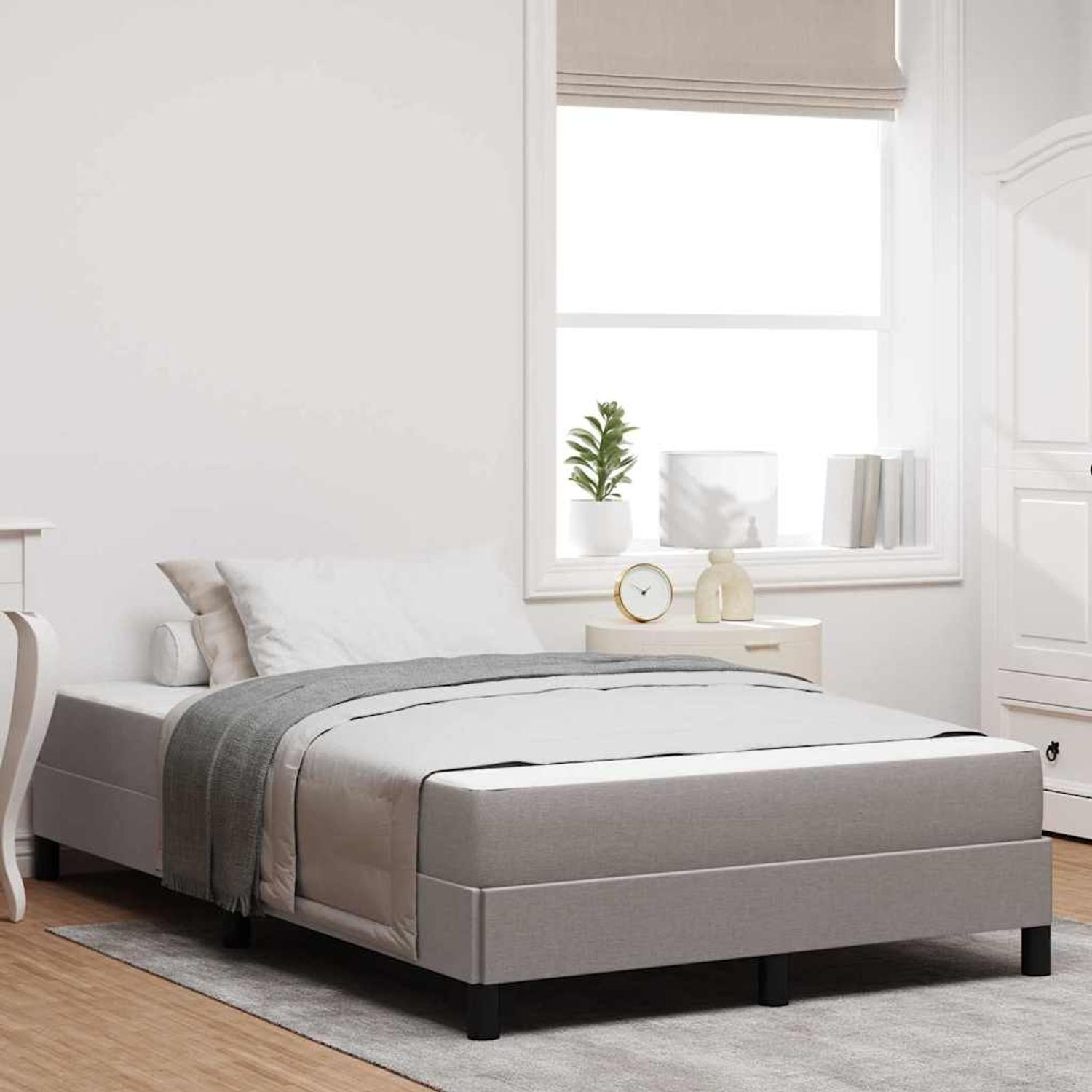 vidaXL Boxspringbett mit Matratze Taupe 120 x 190 cm Stoff 3398476 Bild 1