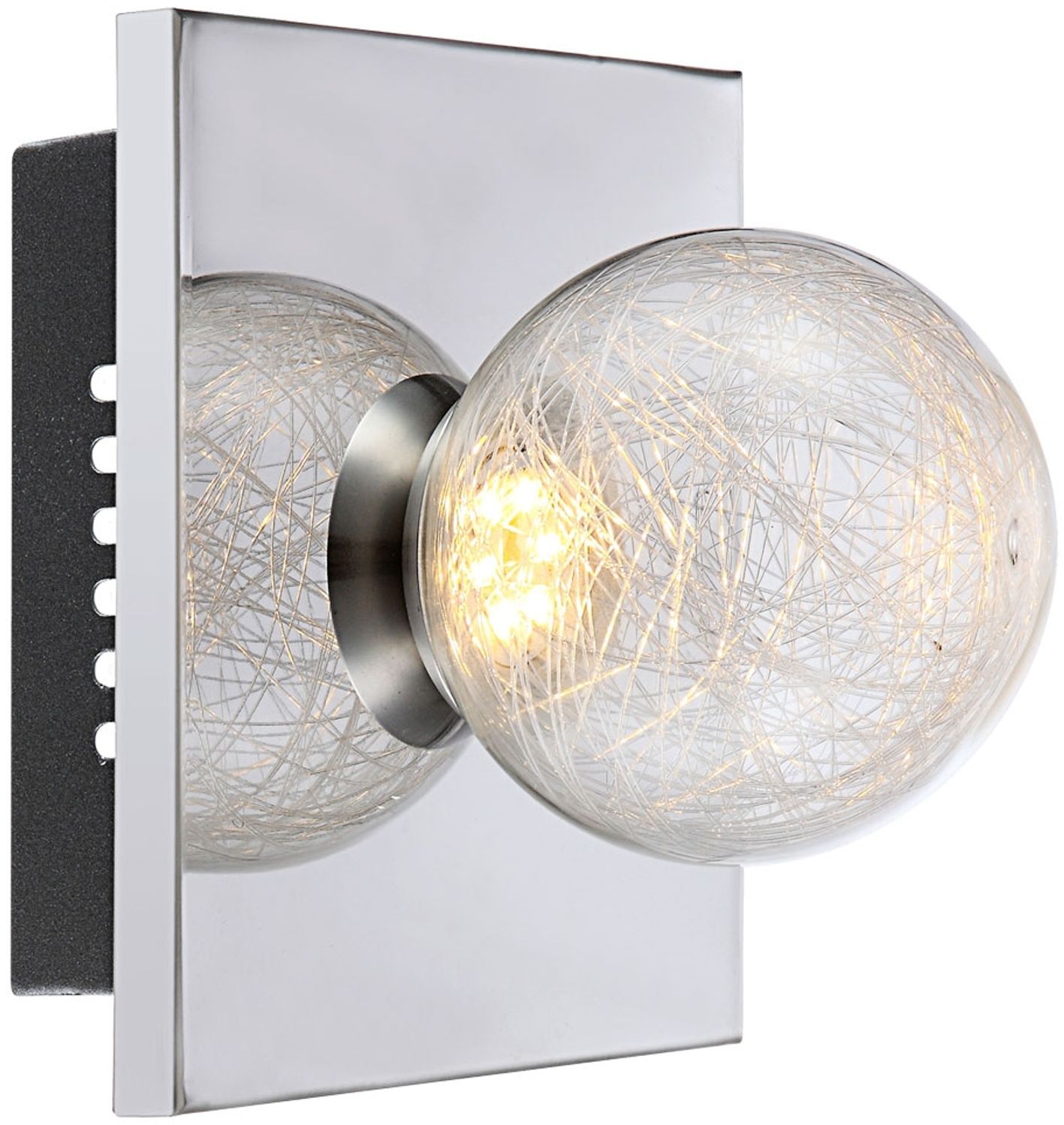 LED Wandlampe, Chrom, Glaskugel, Struktur, H 15 cm Bild 1