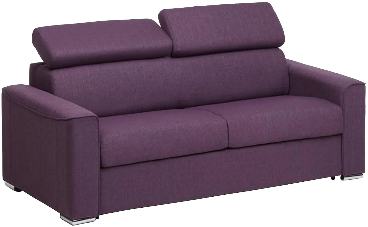 Schlafsofa 3-Sitzer Stoff VIZIR - Violett - Liegefläche: 140 cm - Matratzenhöhe: 18 cm mit Memory Schaum Bild 1