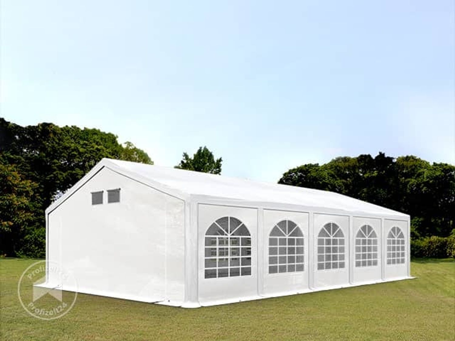 Toolport Partyzelt Pavillon, mit Fenster, PE Plane 550 N weiß, 5x10 m Bild 1