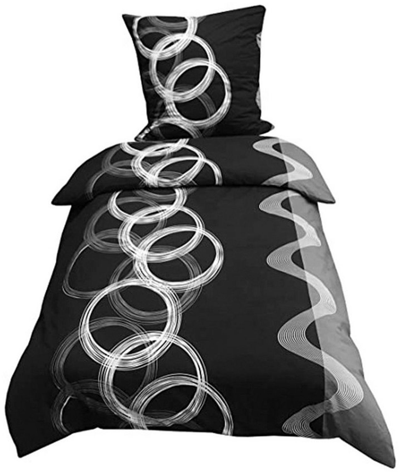 Visaggio Bettwäsche Winter Fleece Bettbezug flauschig warm, Fleece, 2 teilig, Thermofleece kuschelig weich, Kreise und Welle Bild 1