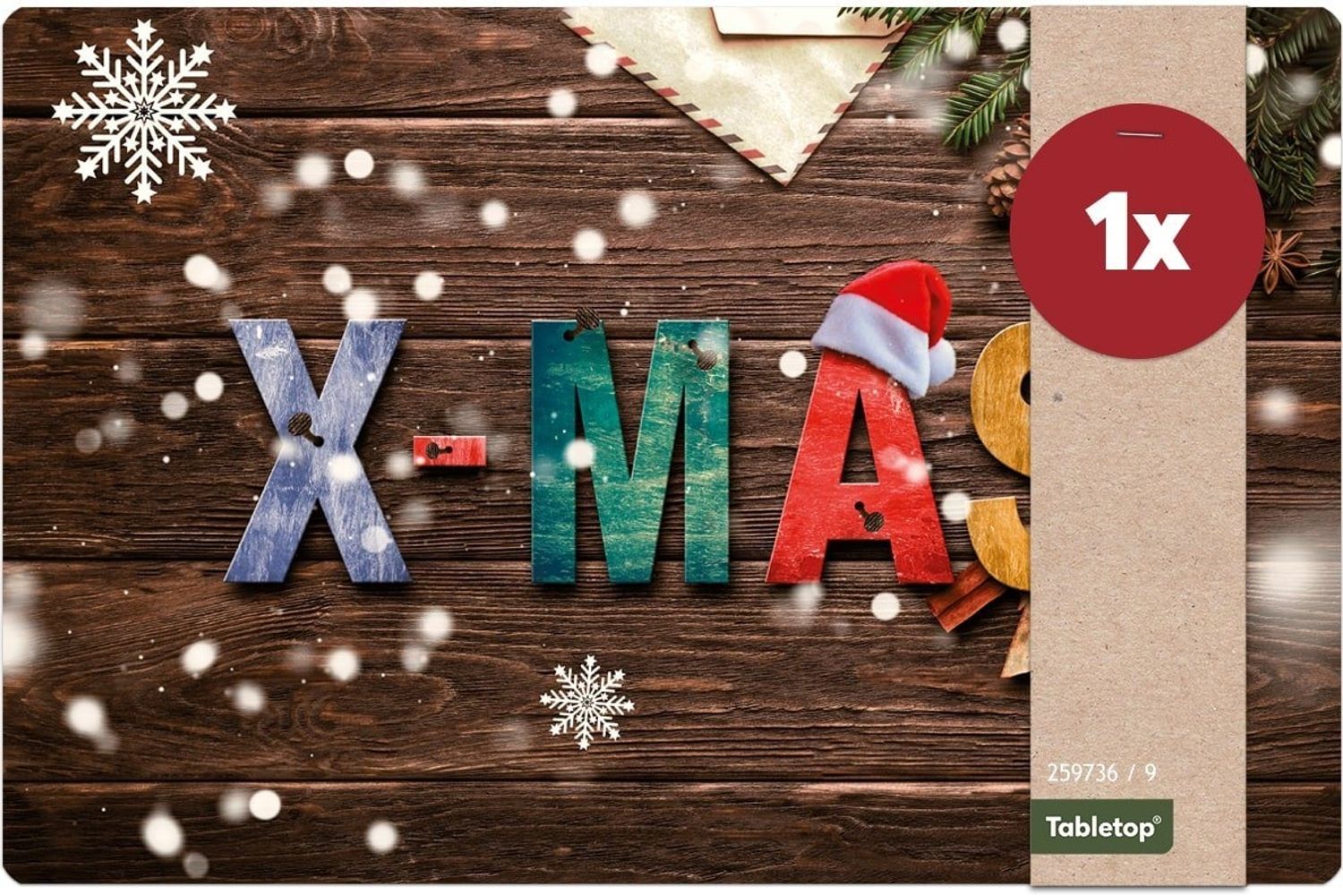 matches21 HOME & HOBBY Platzset Tischset Weihnachten XMAS Holz Tischunterlage Tischdeko, (1-St), modernes Esstisch Platzdeckchen als abwaschbarer Tischuntersetzer Bild 1
