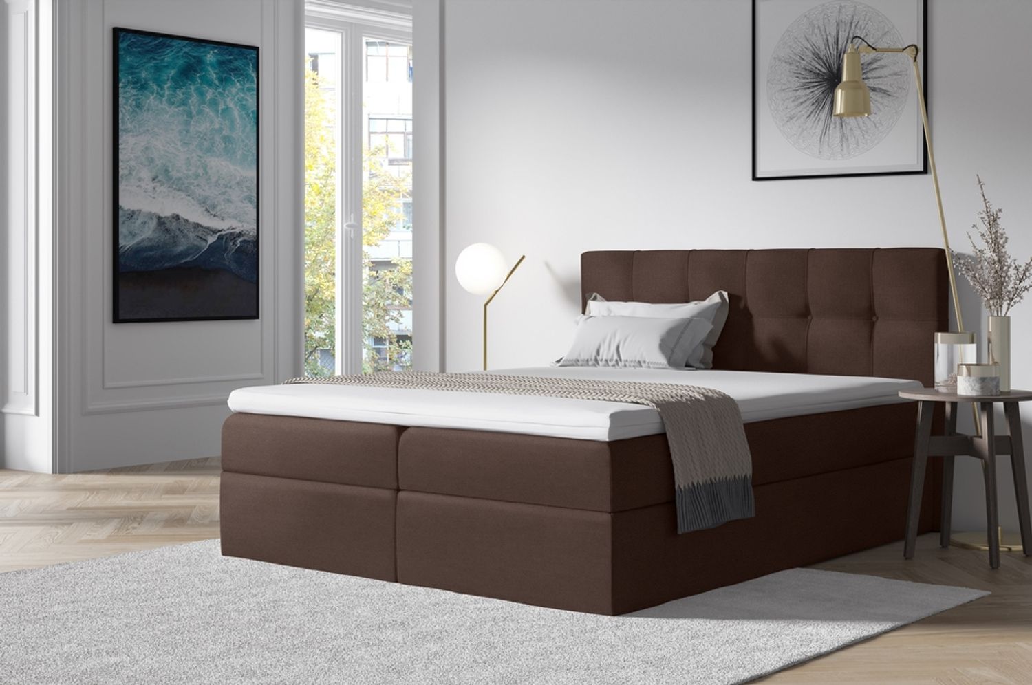 99rooms Cesar Boxspringbett Velours 180x200 cm Braun Bild 1