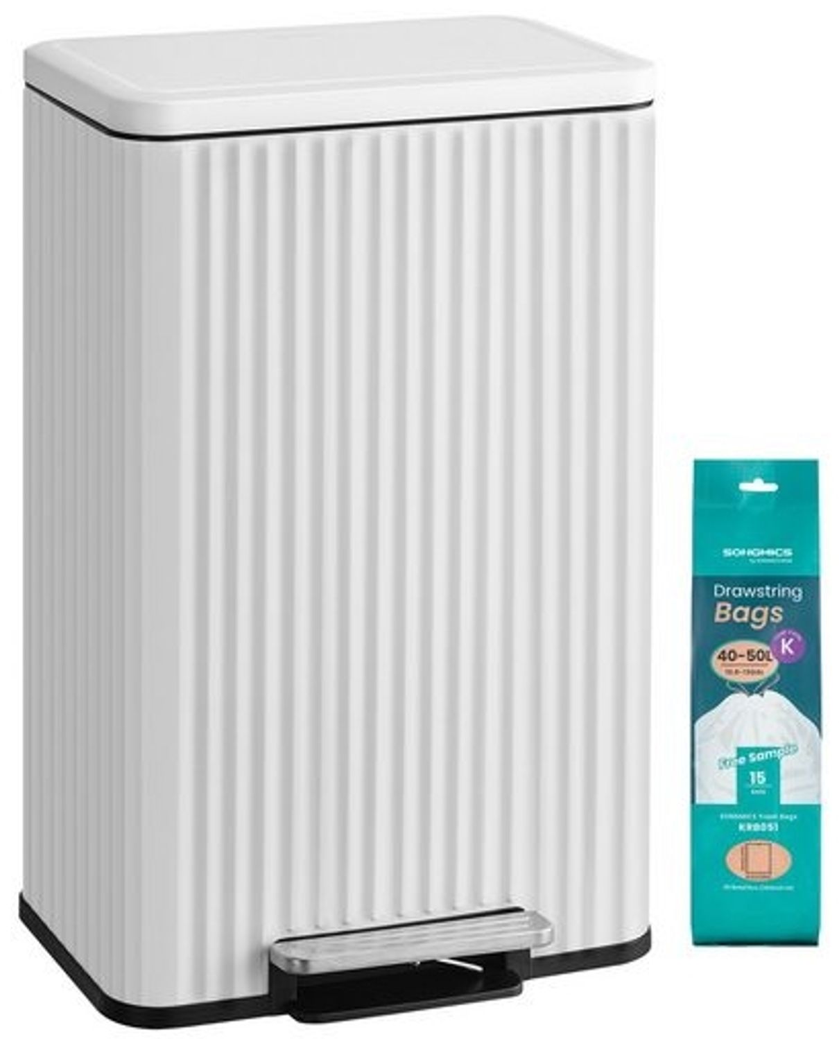 SONGMICS Mülleimer Abfalleimer für Küche , Mülleimer aus Stahl, Softclose, 50 Liter Bild 1