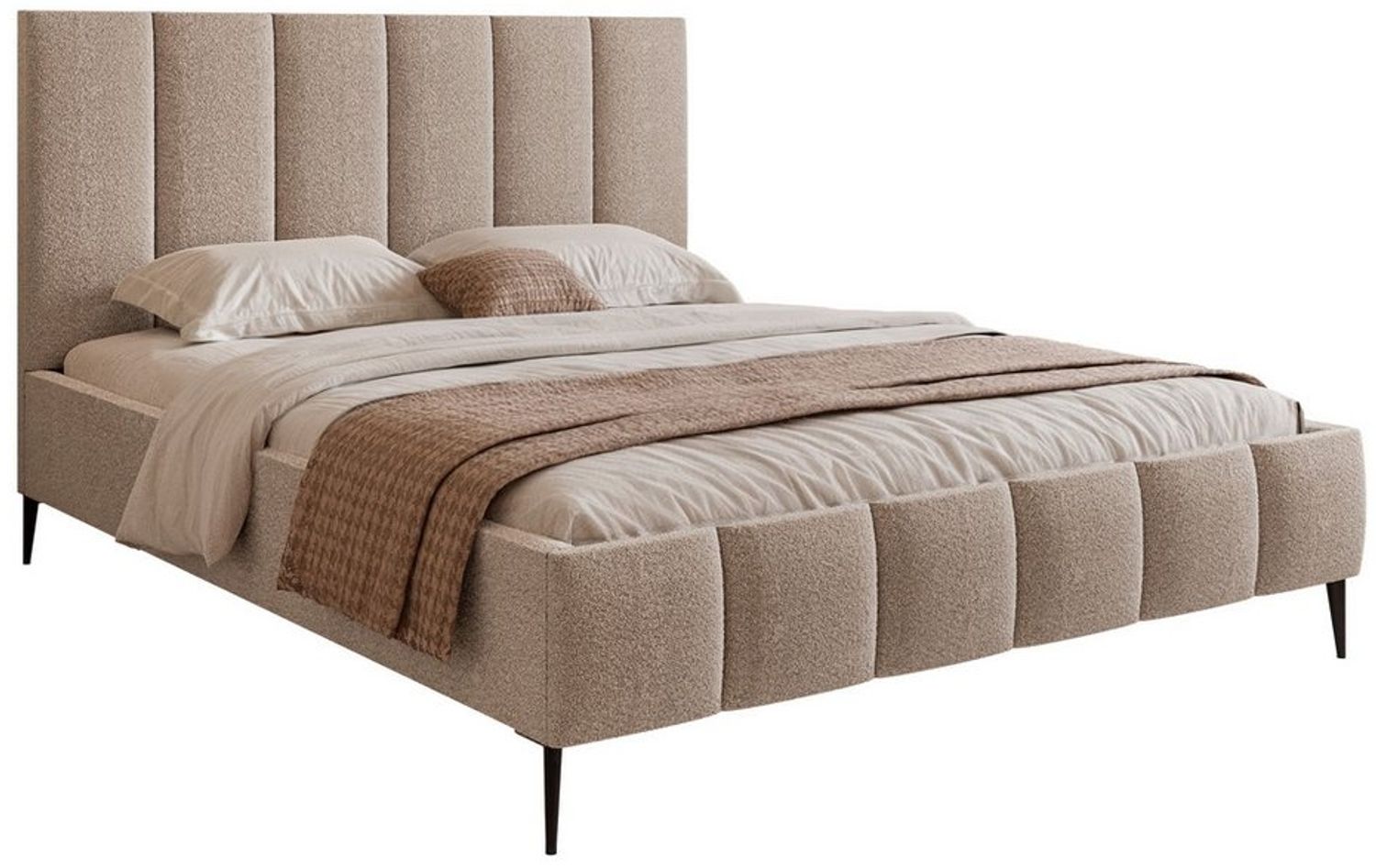 Goldstoff Polsterbett Elegantes Bett "REGALIS" mit hohem Kopfteil und praktischem Stauraum (120–200x200 cm, Kopfteilhöhe: 90/110 cm, Seitenhöhe: 25/40 cm), Modernes Schlafbett mit praktischem Stauraum und elegantem Kopfteil Bild 1