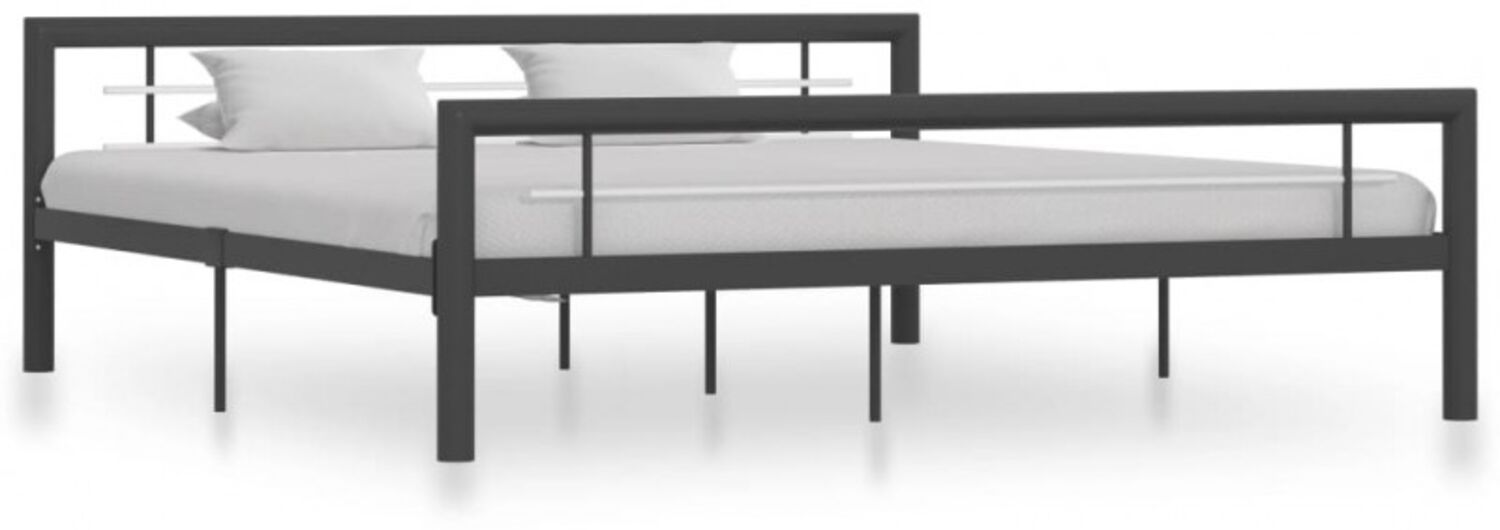 vidaXL Bettgestell Grau und Weiß Metall 180 × 200 cm 284561 Bild 1