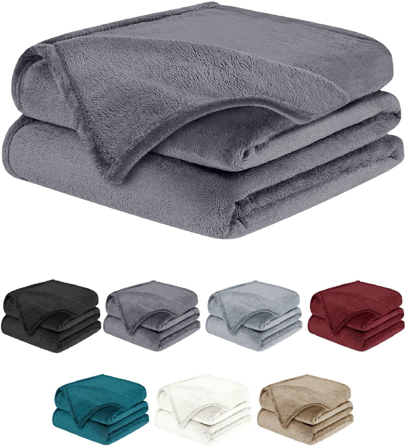 Kuscheldecke – weiche Fleecedecke, als Tagesdecke oder Bettdecke,150x200cm Wohndecke oder Sofa Überwurfdecke, Kuscheldecke flauschig, Outdoor Decke Grau Bild 1