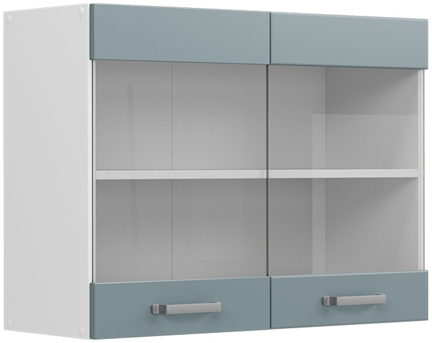 Hängeschrank R-Line Blau-Grau 80 cm mit Glastüren Vicco Bild 1