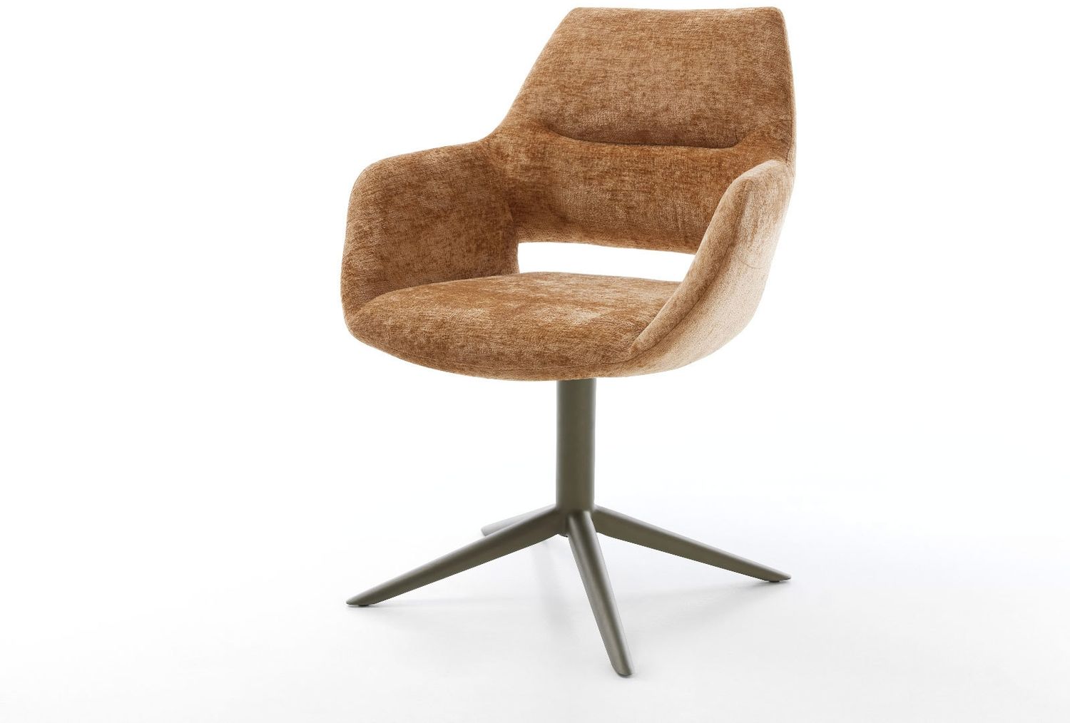 Drehstuhl Yago-Flex mit Armlehnen Chenille Rost Fußkreuz Effektfinish Titan 360° drehbar Wippfunktion Taschenfederkern Bild 1