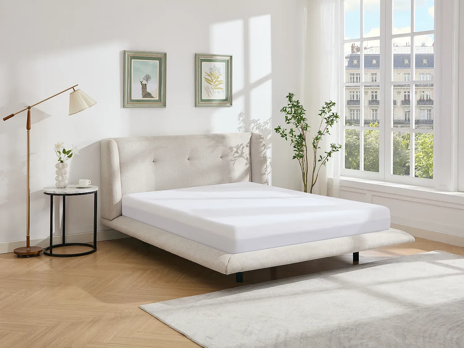 Vente-unique - PENAVI Bett Stoff Beige - B 219 cm140 cm x H 103 cm20 cm x L 176 cm190 cm Bild 1