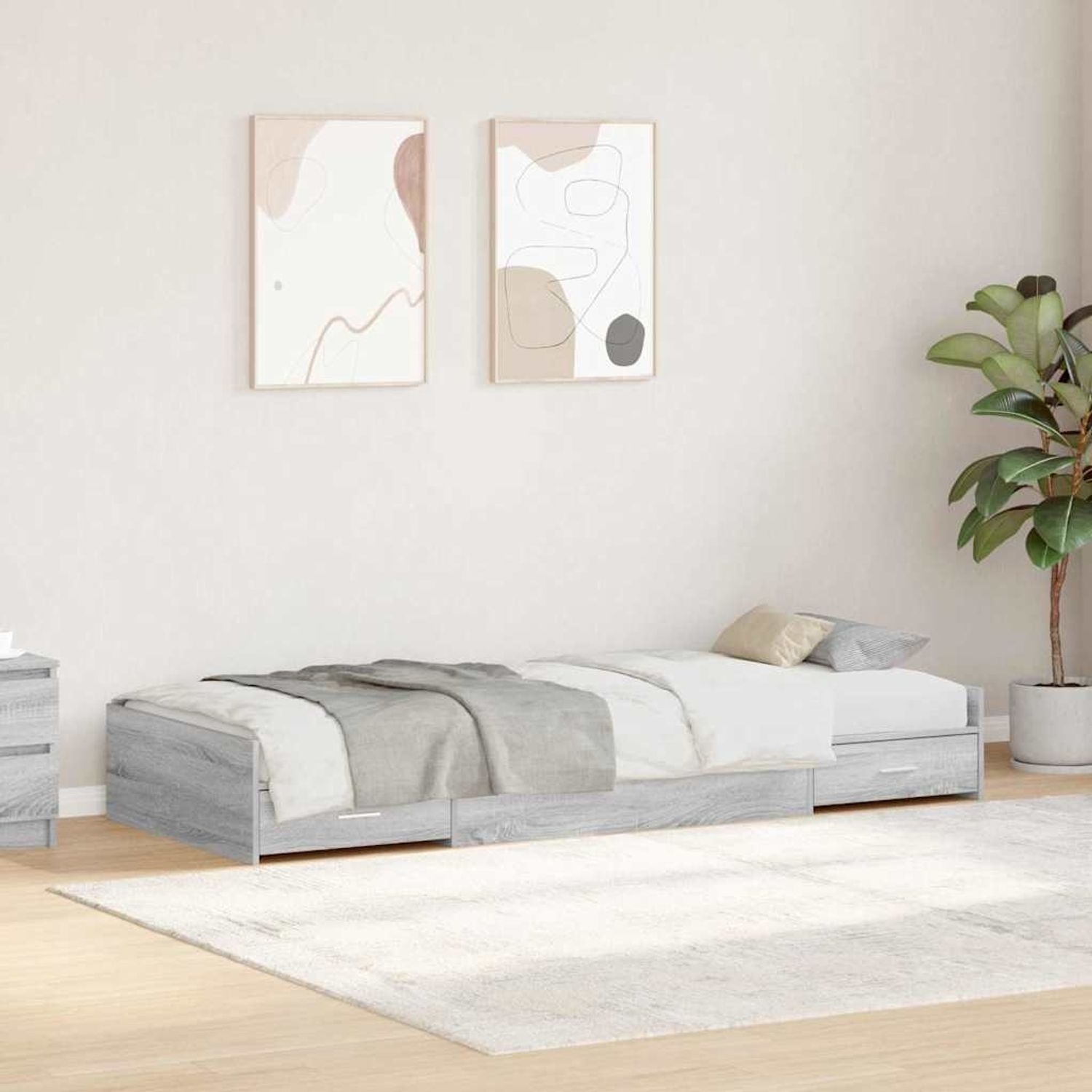 vidaXL Bettrahmen mit Kopfteil Graues Sonoma 90 x 190 cm Holzwerkstoff 3335250 Bild 1