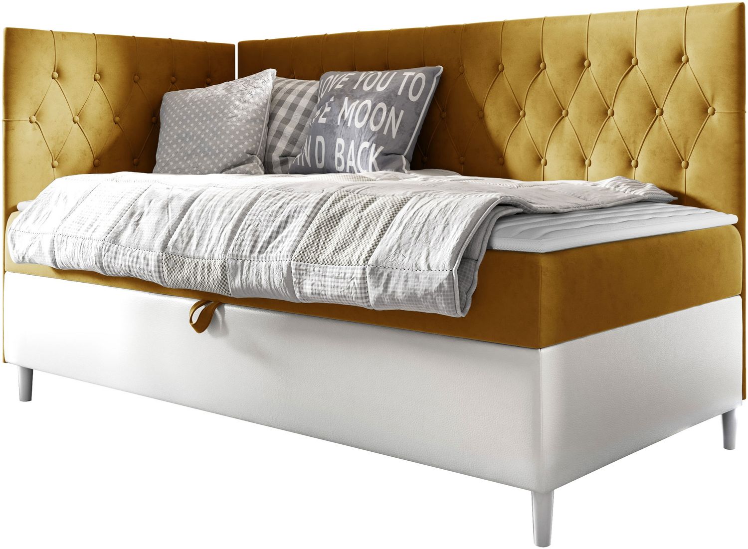 Boxspringbett 'Lenda Junior 3' gelb 80x200 cm Links Bild 1