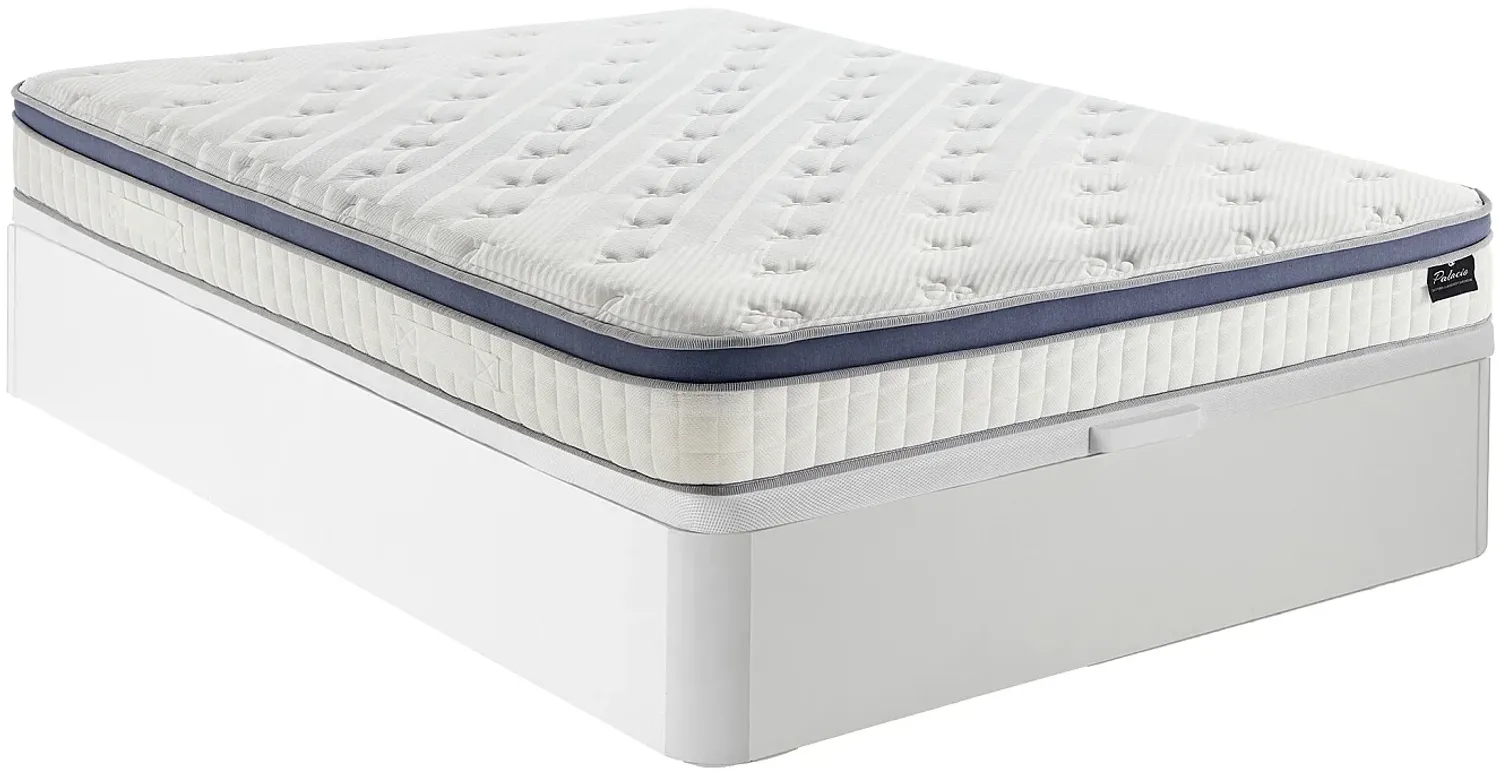 Vente-unique - MALAO Mattress and bed base set StoffHolz, Platte Weiß - B 140 cm x H 25 cm30 cm x L 190 cm Bild 1