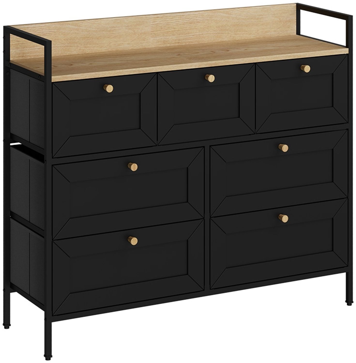 Kommode Belaro Schwarz 98 x 85 cm mit 7 Schubladen Vicco Bild 1