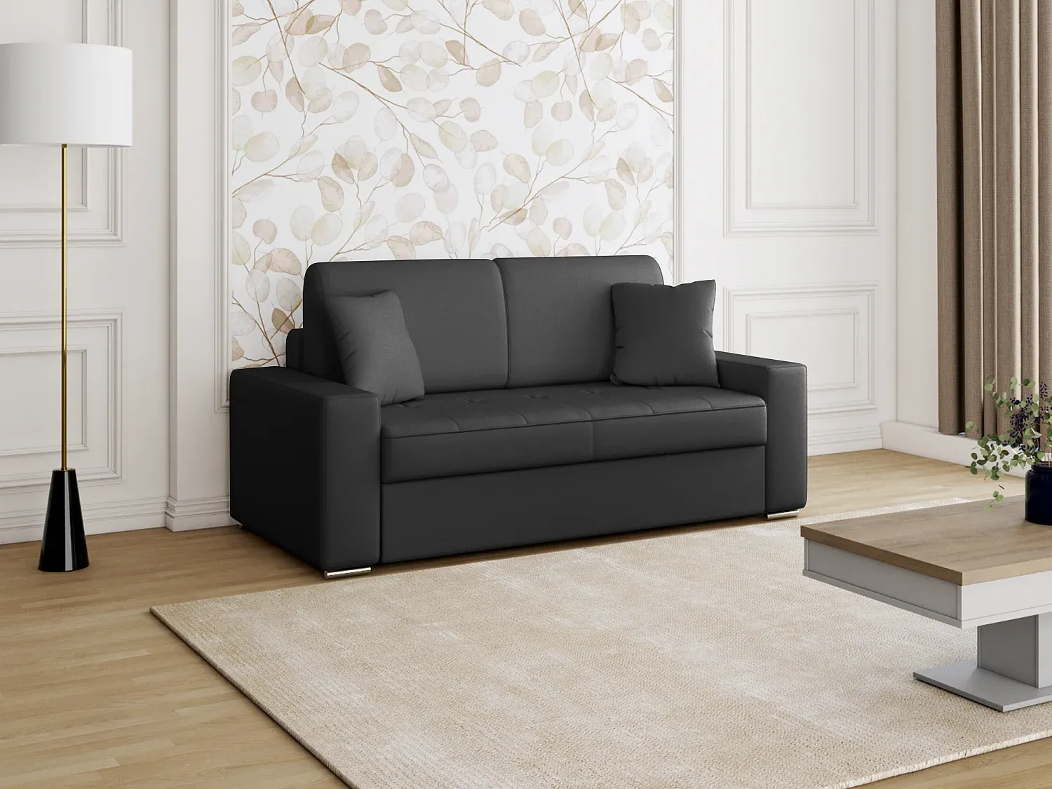 Schlafsofa 2-Sitzer EMIR - Schwarz - Liegefläche: 120 cm - Matratzenhöhe: 22 cm Bild 1