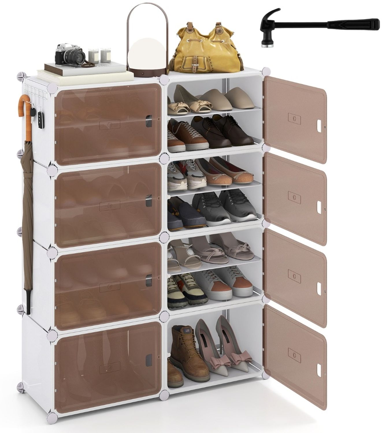 Schuhregal 8-stöckiger Schuhschrank mit herausnehmbaren Regalen stapelbare Schuhboxen für 32 Paar Schuhe Bild 1