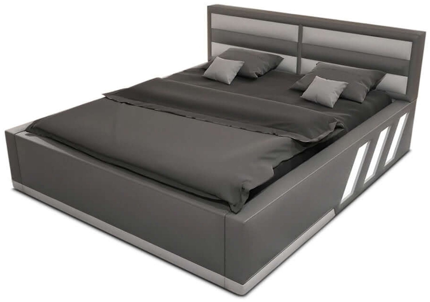 Bett Komplettbett Apollonia - grau-weiß - 200x200 cm Bild 1