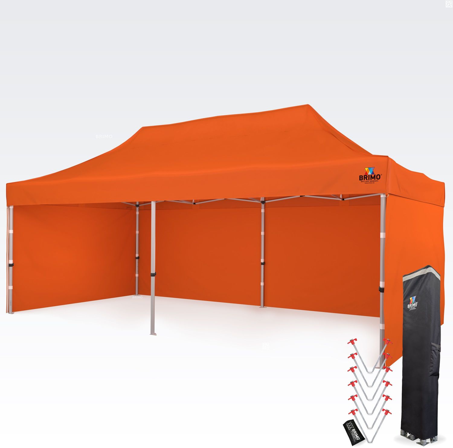 Aluminium-Faltzelt 4×8 m für Motorsport und Depot - mit 3 Wänden - Orange Bild 1