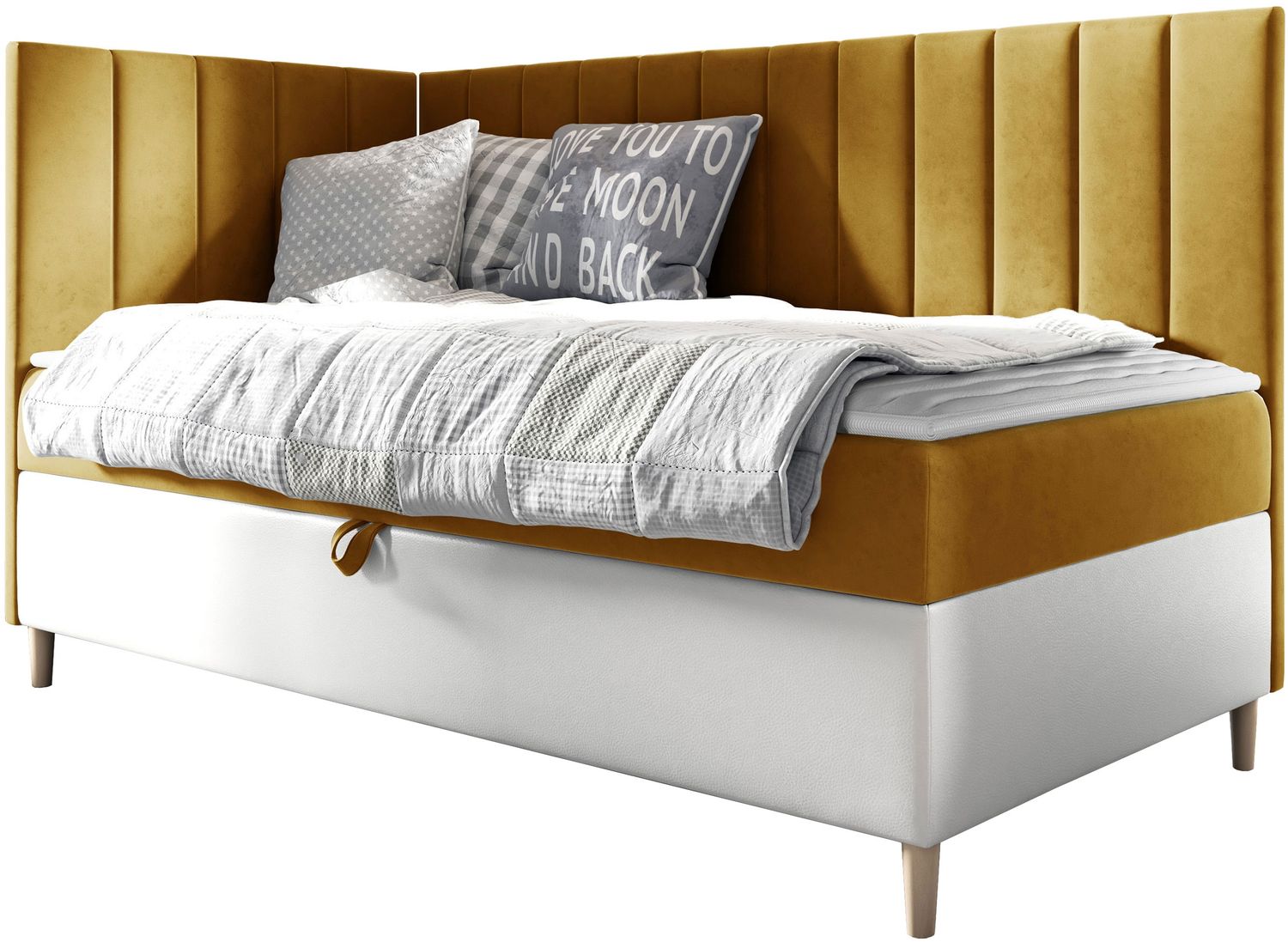 Boxspringbett Chapeni 'Junior 3' gelb 90x200 cm Links Bild 1