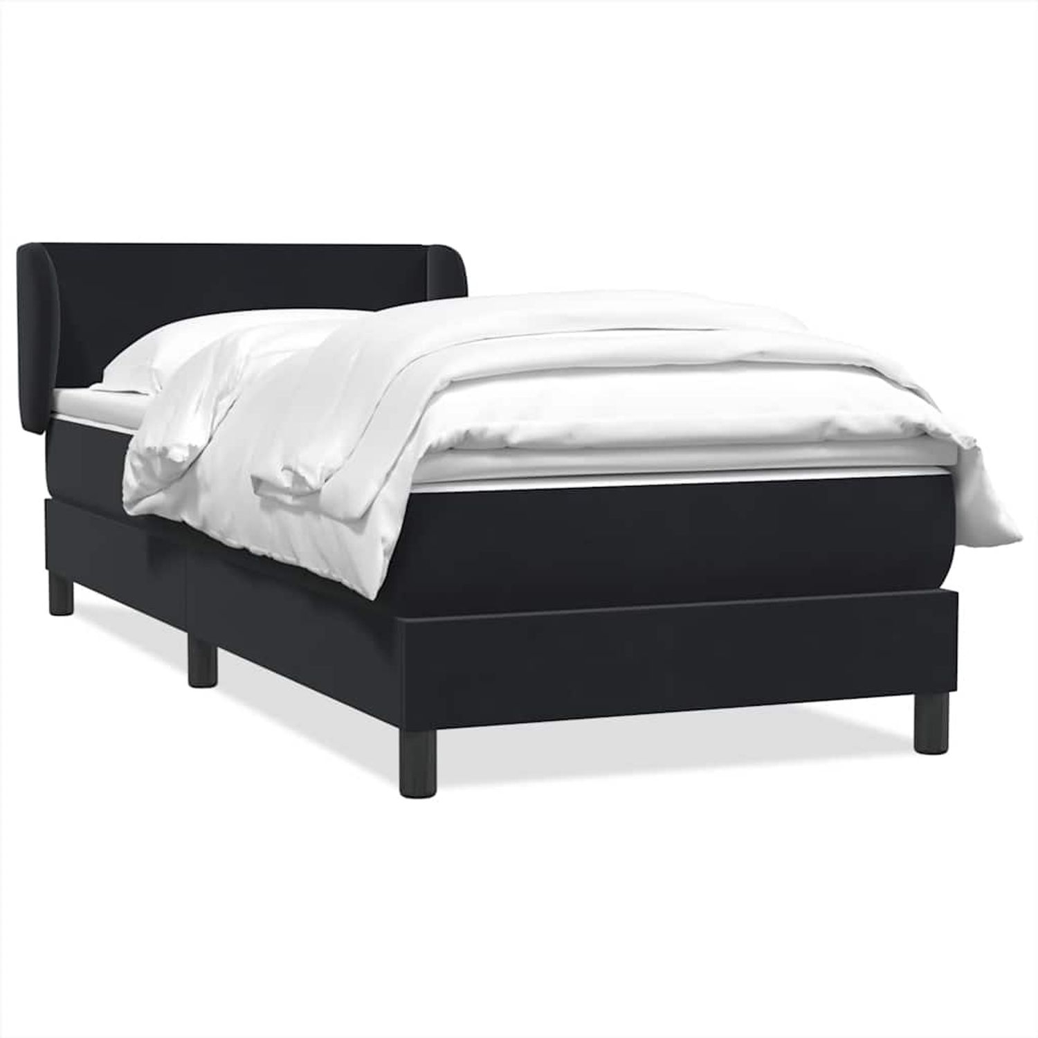 vidaXL Boxspringbett mit Matratze Schwarz 80x220 cm Samt 3317381 Bild 1