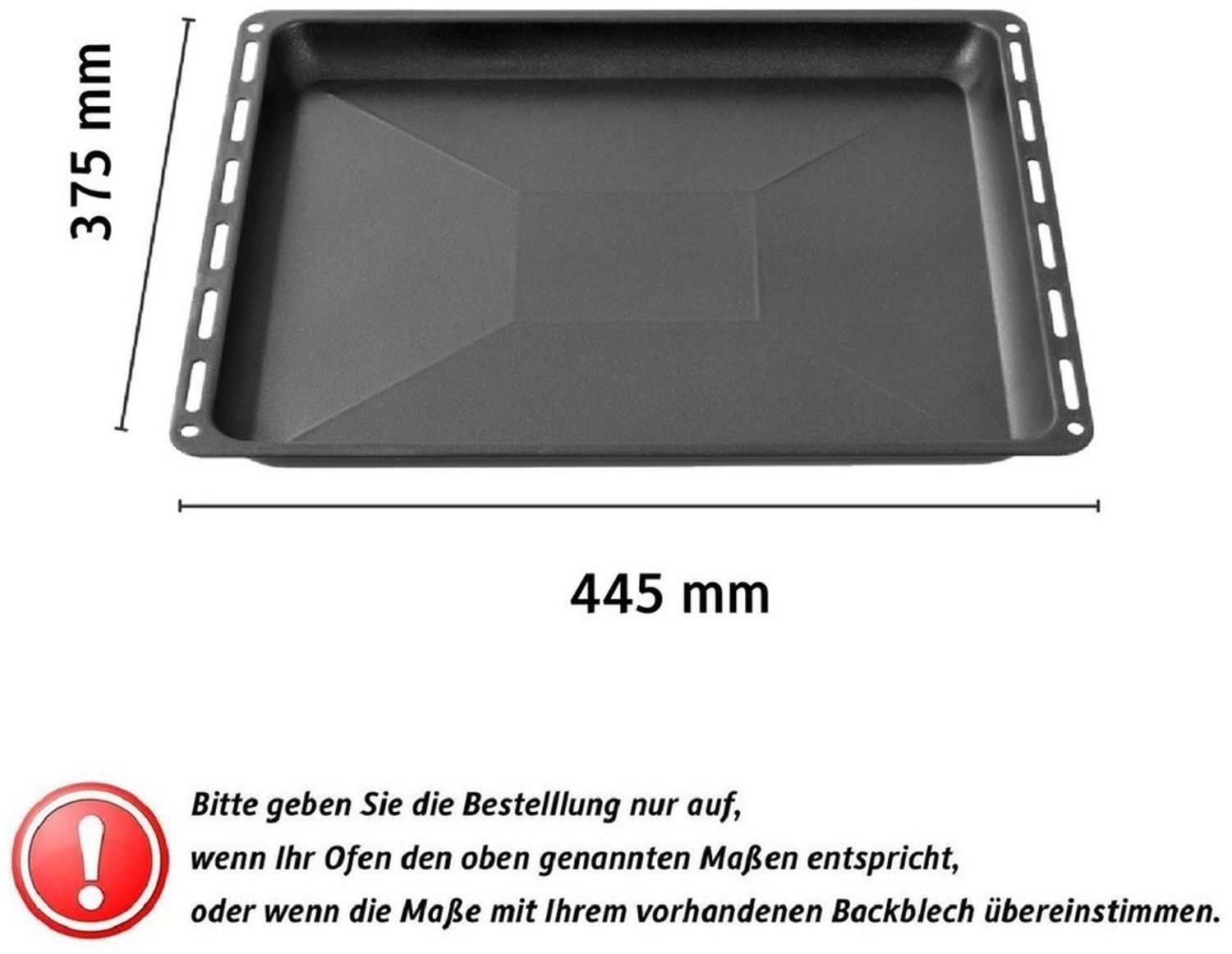 ICQN Backblech 445 x 375 x 25 mm, Antihaft, (1-St), Passend für, Whirlpool-Gruppe, Ignis, Bauknecht, Indesit, Algor Bild 1