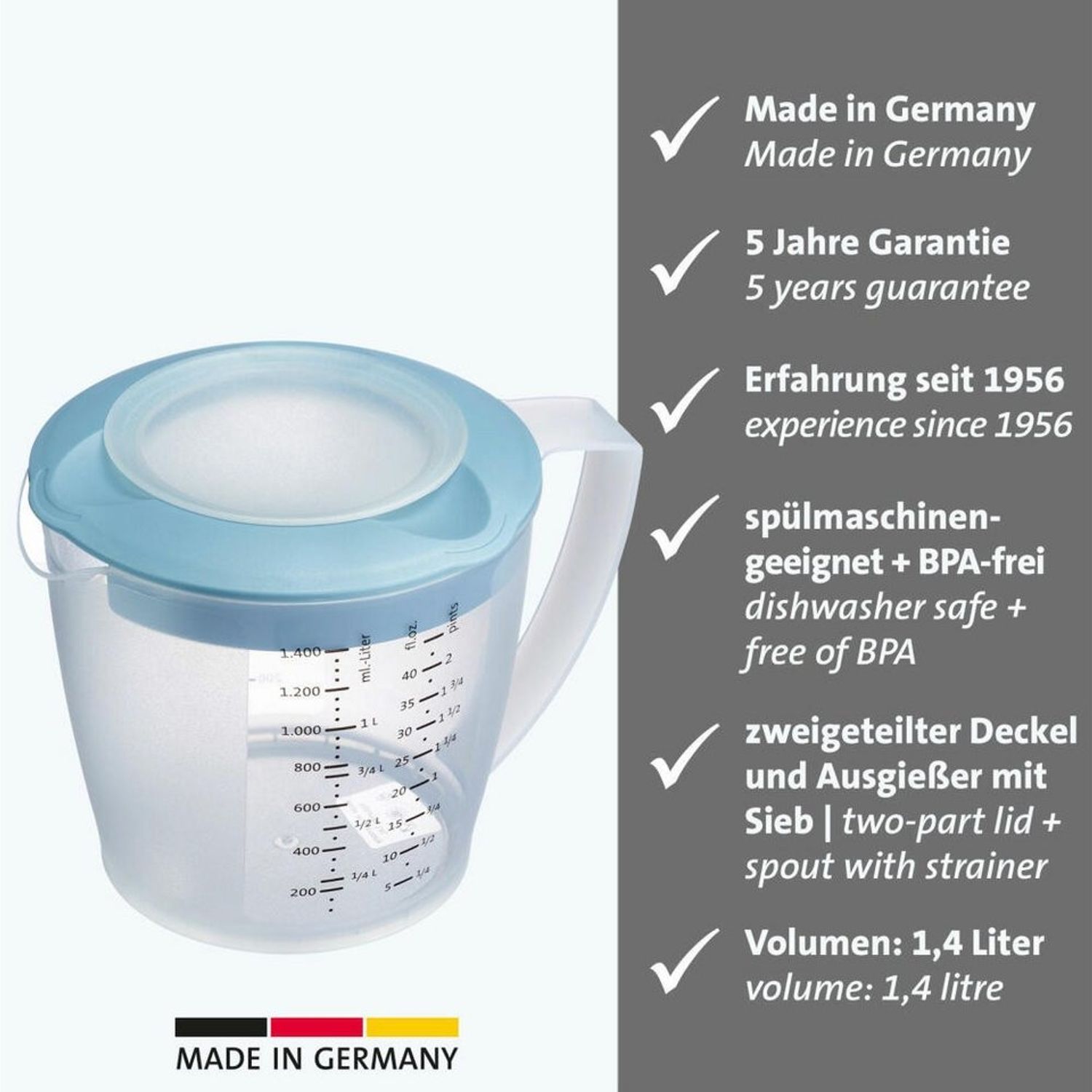 Westmark Rührbecher mit Deckel Helena 1,4 L blau Bild 1