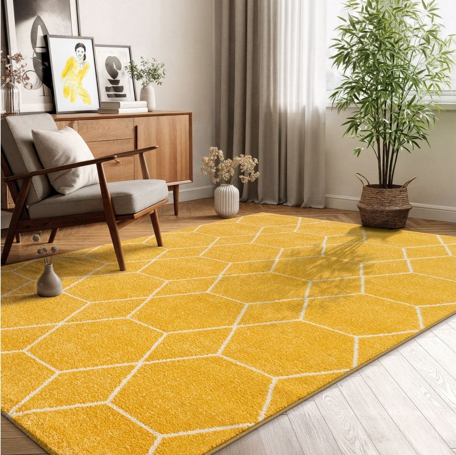 Sanat Teppich Trellis, rechteckig, Höhe: 10 mm, Kurzflor, skandi, boho, auch als Läufer und in rund Bild 1