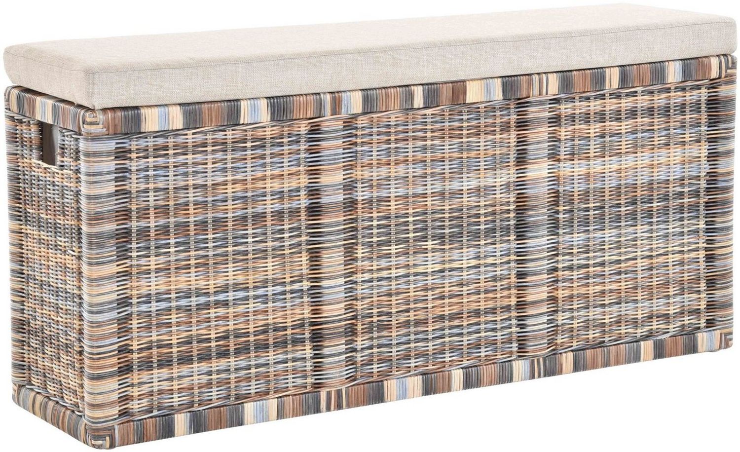 Krines Home Wäschetruhe Breite Sitzbank mit Stauraum Sitztruhe Natur-Rattan Wäschekorb Flur, Sitzbank mit Stauraum Bild 1
