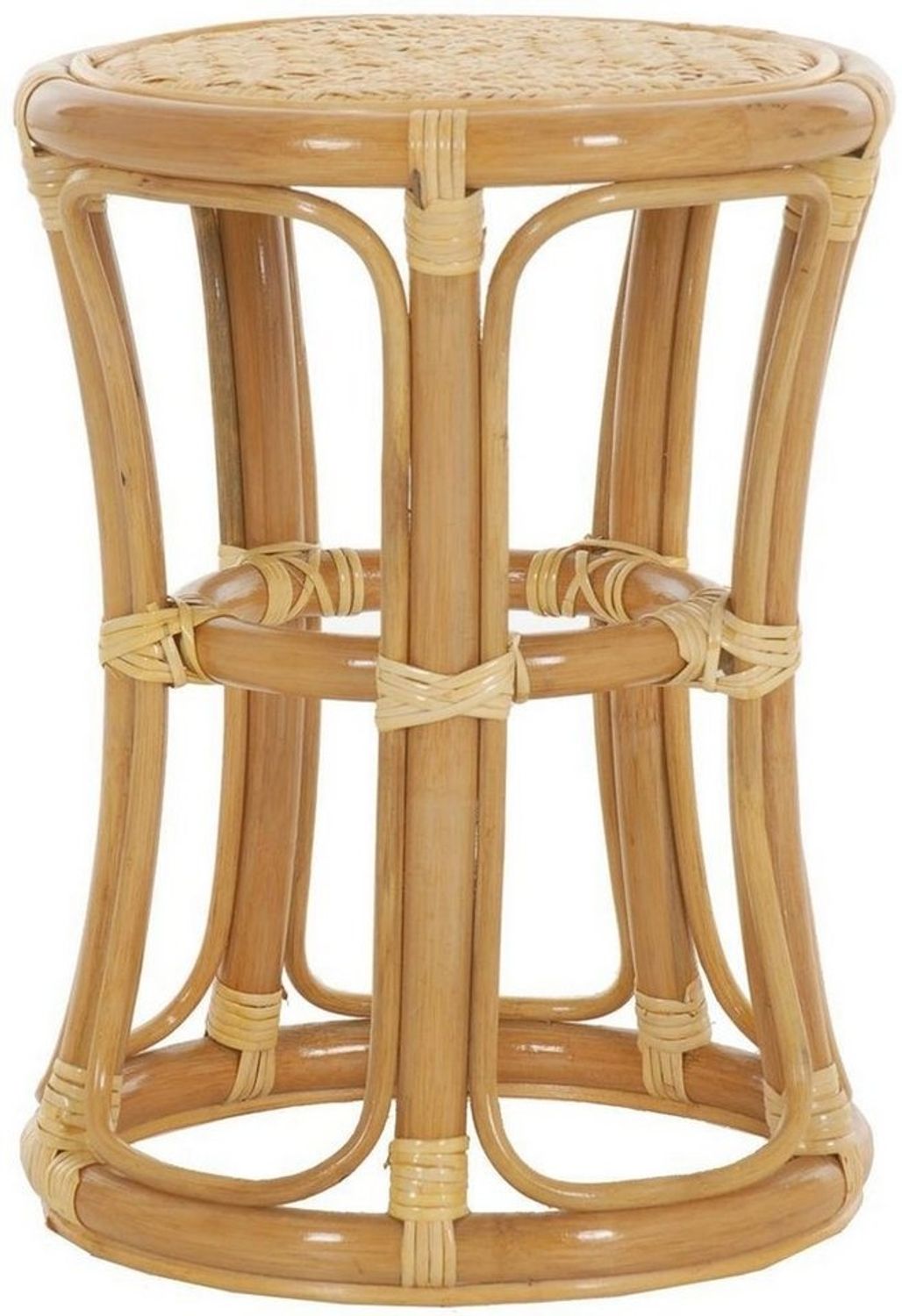 Krines Home Sitzhocker Hoher Rattan Hocker Rund Sitzhocker aus echtem Rattan/Rattanhocker, Blumenhocker Beistell Hocker Fußhocker Bild 1