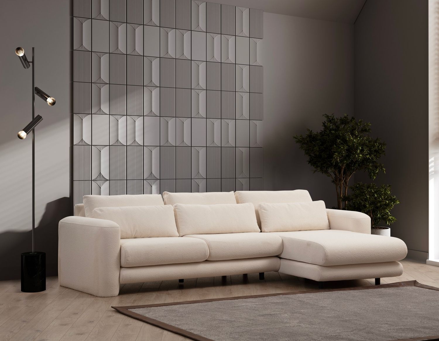 Ecksofa, 'Lily', 73 x 165 x 290, Creme Bild 1