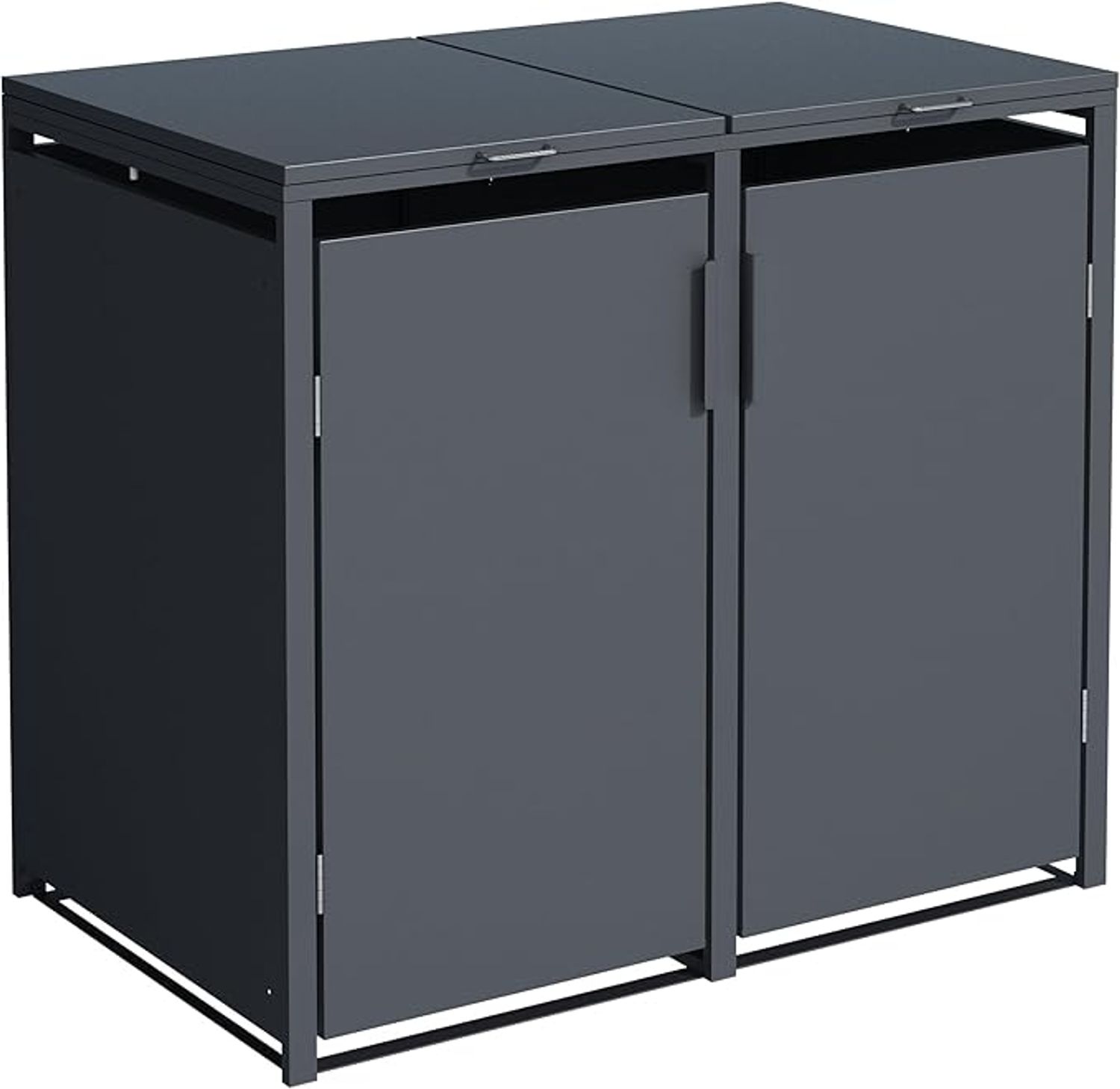 SMARTBOX 2er Mülltonnenbox für 120 l in Anthrazit - Premium Verkleidung Wetterfest & Korrosionsbeständig - Storage Cabinet Möbelschrank mit Gasdruckdämpfer Soft-Close Deckelseilzug Magnetverschluss Bild 1