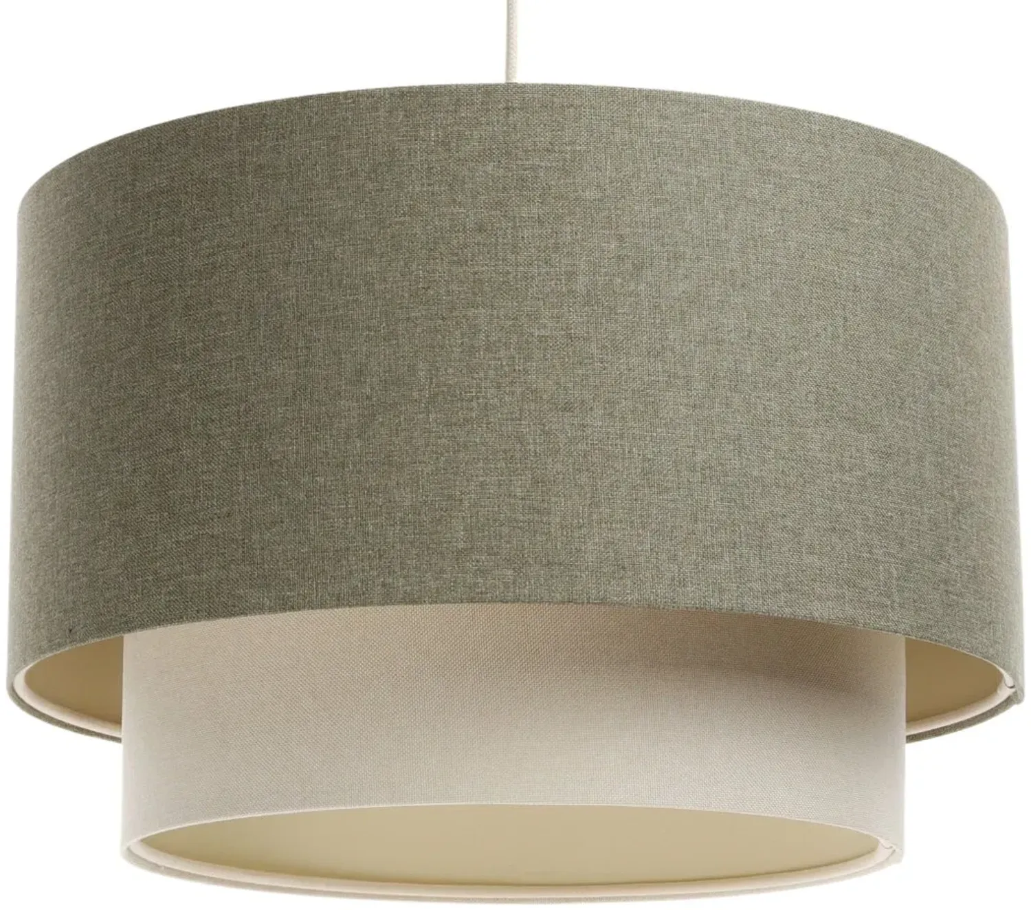 BPS Koncept 061-116-40 Hängeleuchte BOHO ELEGANT E27 1x40W Stoff strukturiert auf PVC-Kunststoff grau, weiß H:96cm Ø40cm dimmbar Bild 1
