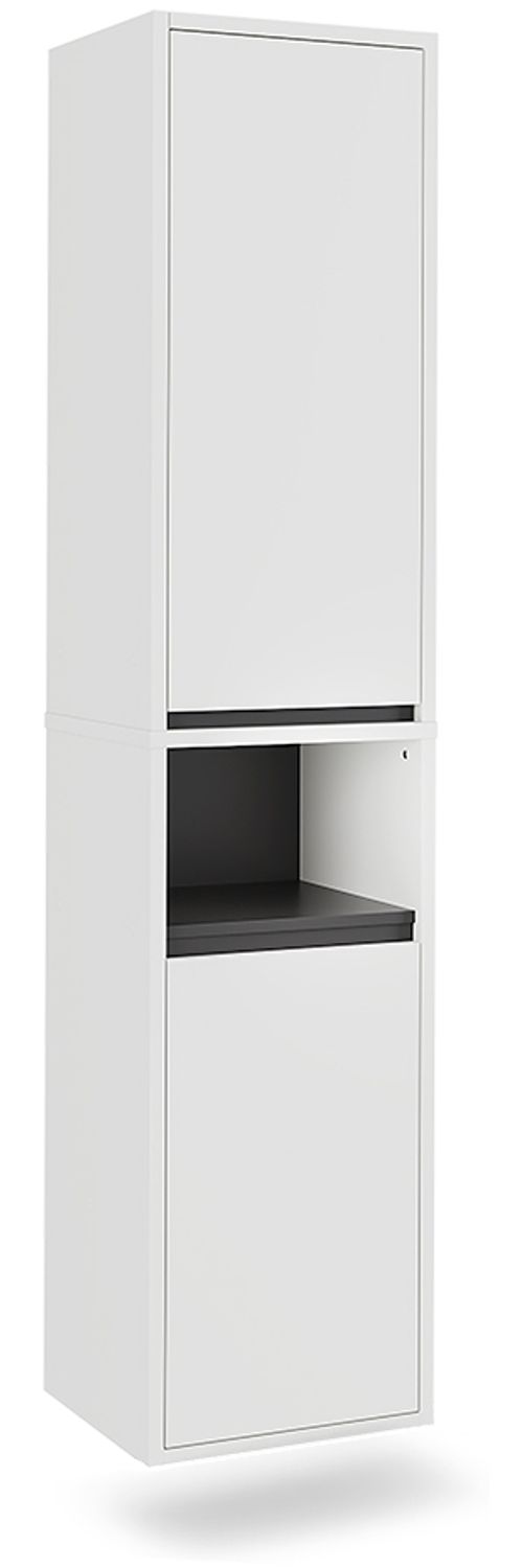 Hochschrank Viola Weiß/Grau 38 x 170 cm mit 2 Türen Vicco Bild 1