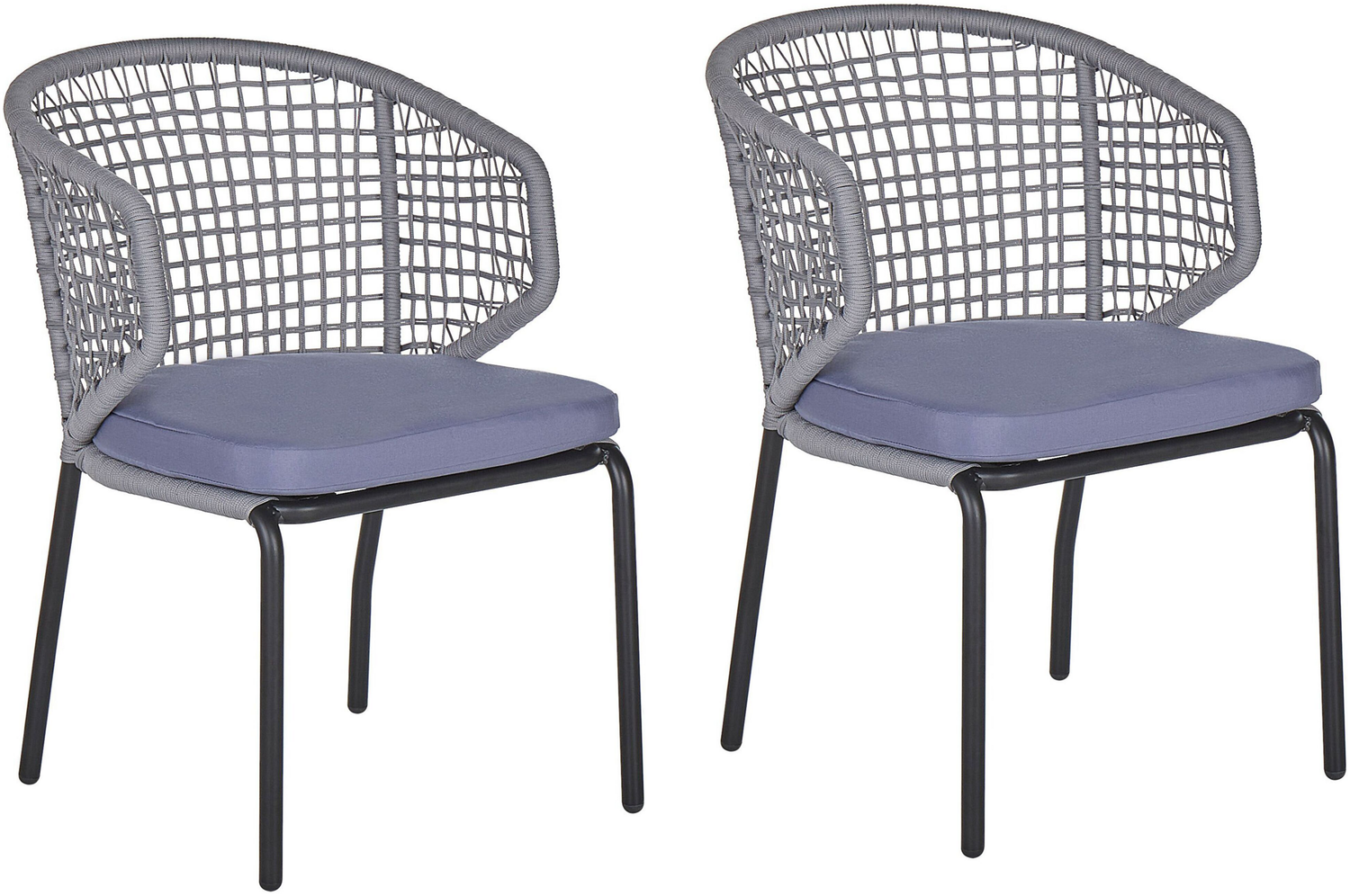 Beliani 'PALMI' Set mit 2 Stühlen und Sitzkissen, Metall Grau Bild 1