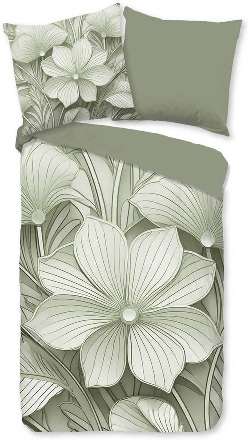 good morning Wendebettwäsche Artdeco, Renforcé, 3 teilig, 100% Baumwolle, Renforcé, Reißverschluss, Wendeoptik, Blumen Bild 1