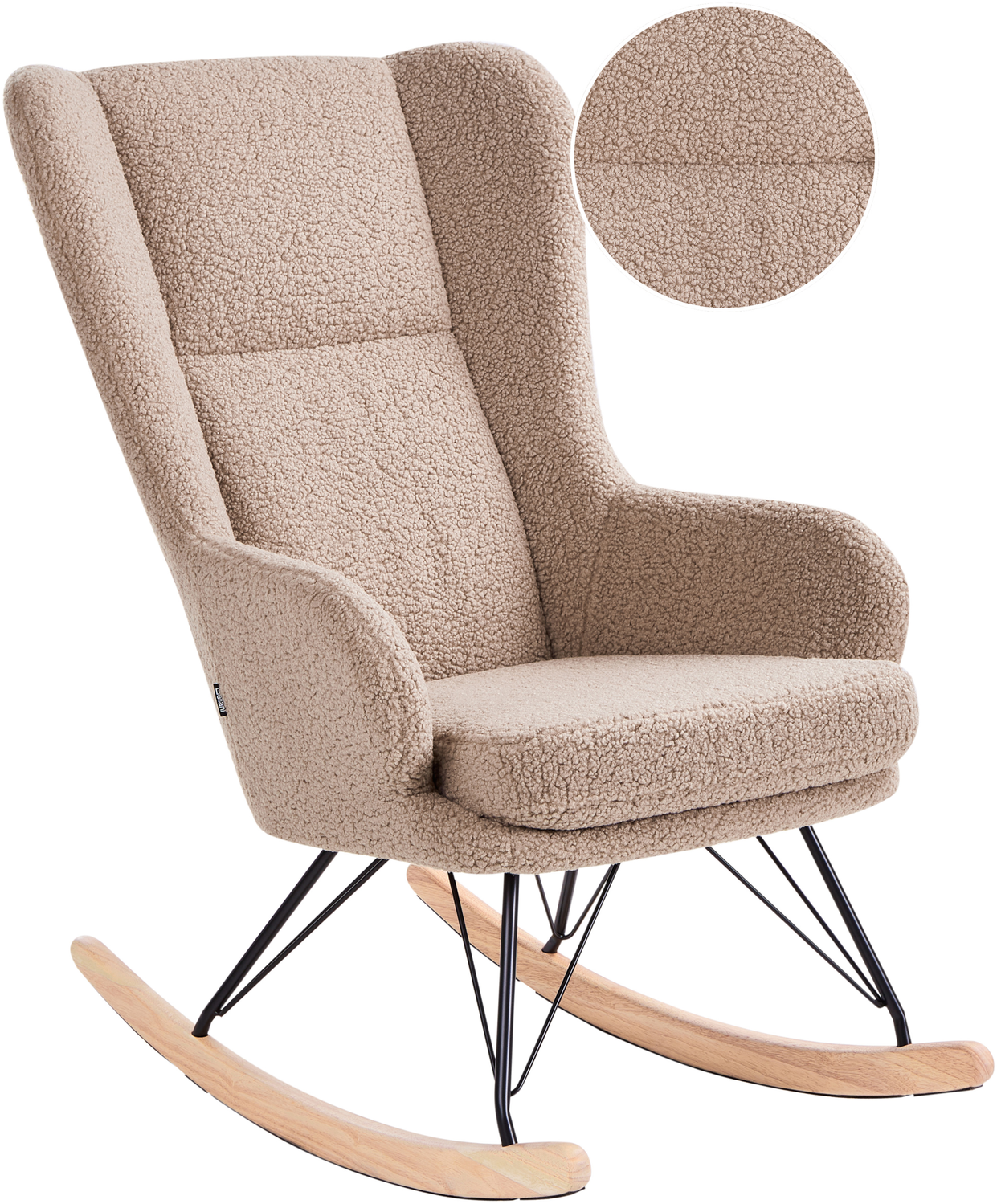 Schaukelsessel LUOMA Bouclé Beige Bild 1