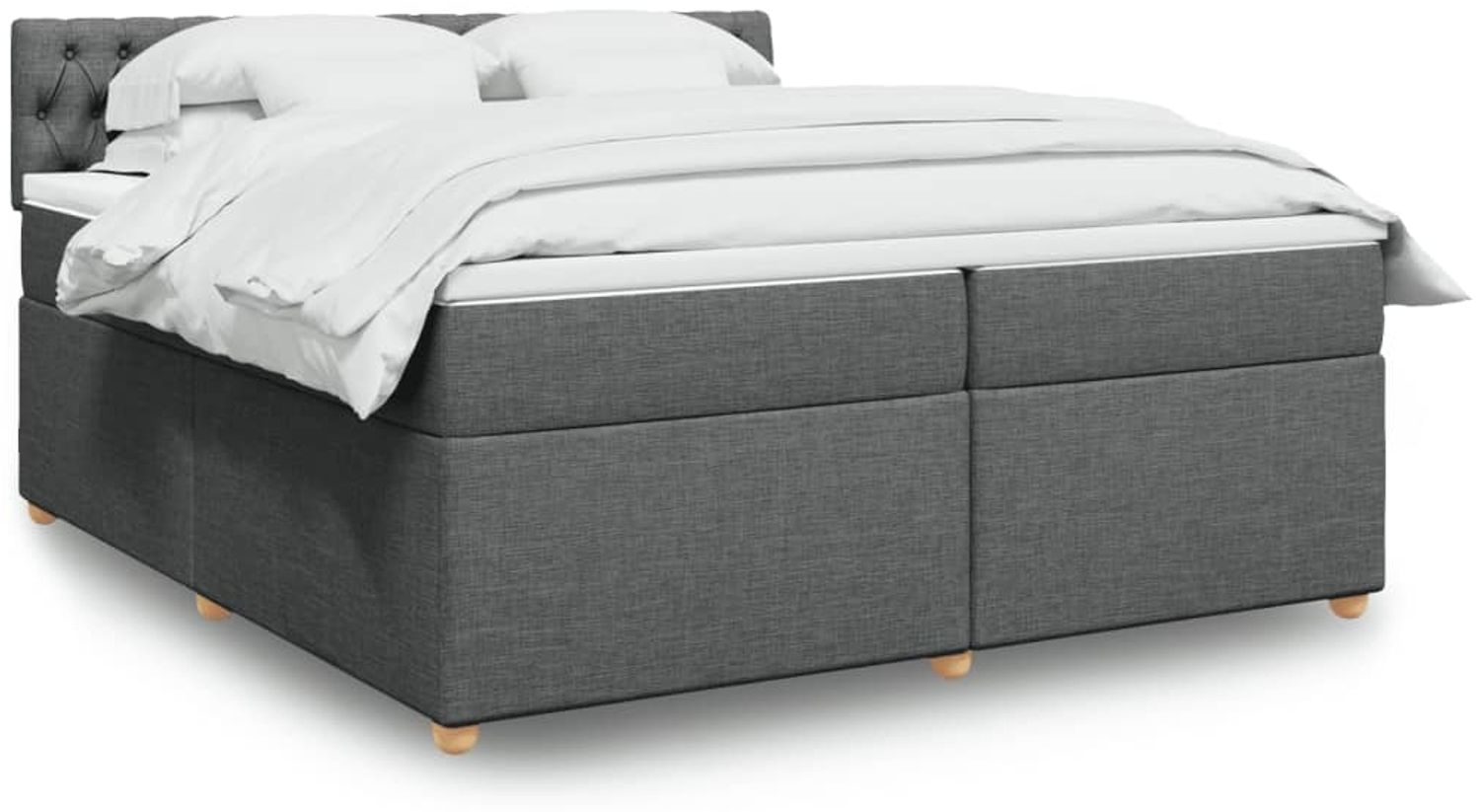 vidaXL Boxspringbett mit Matratze Dunkelgrau 200x200 cm Stoff 3286795 Bild 1