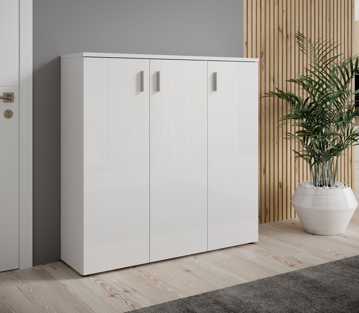 Schuhschrank Lari / Lincoln 2, Holzwerkstoff, Weiß, 120 x 120 x 35 cm Bild 1