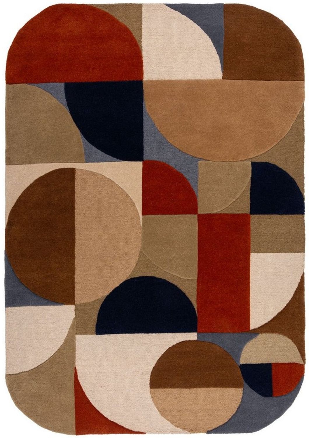 KADIMA DESIGN Wollteppich Arch Muster, Geometrisch Wohnzimmer Wollteppich Modern Oval 120x170, Oval, Höhe: 12 mm, Multicolor-Terrakotta, 100% Wolle, Handgetuftet, Flordichte 3 500 g/m² Bild 1