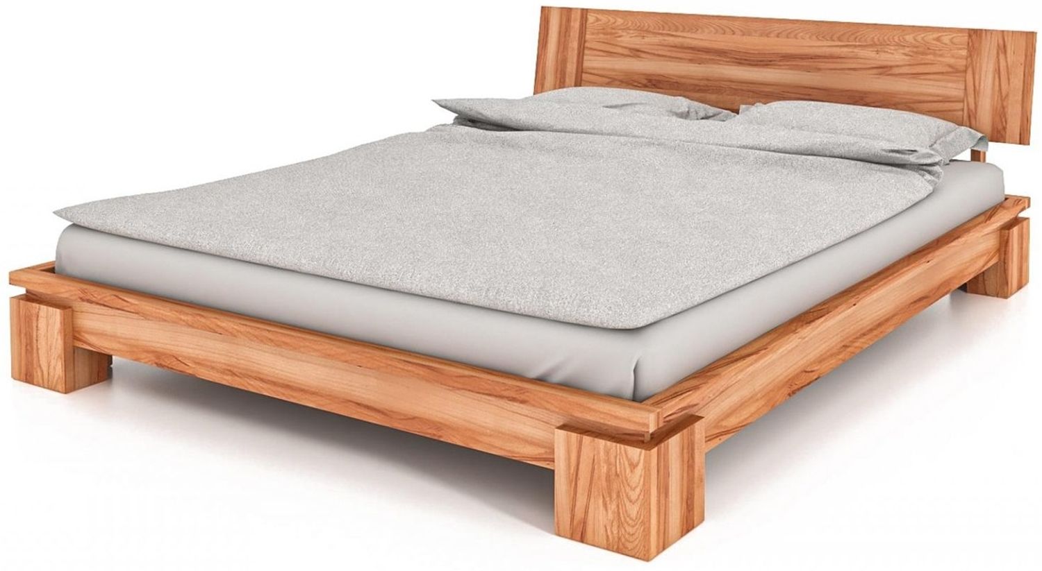 Bett Tinci 1 niedrige Höhe Sonderlänge 140x210 Kernbuche massiv mit Holzkopfteil Bild 1
