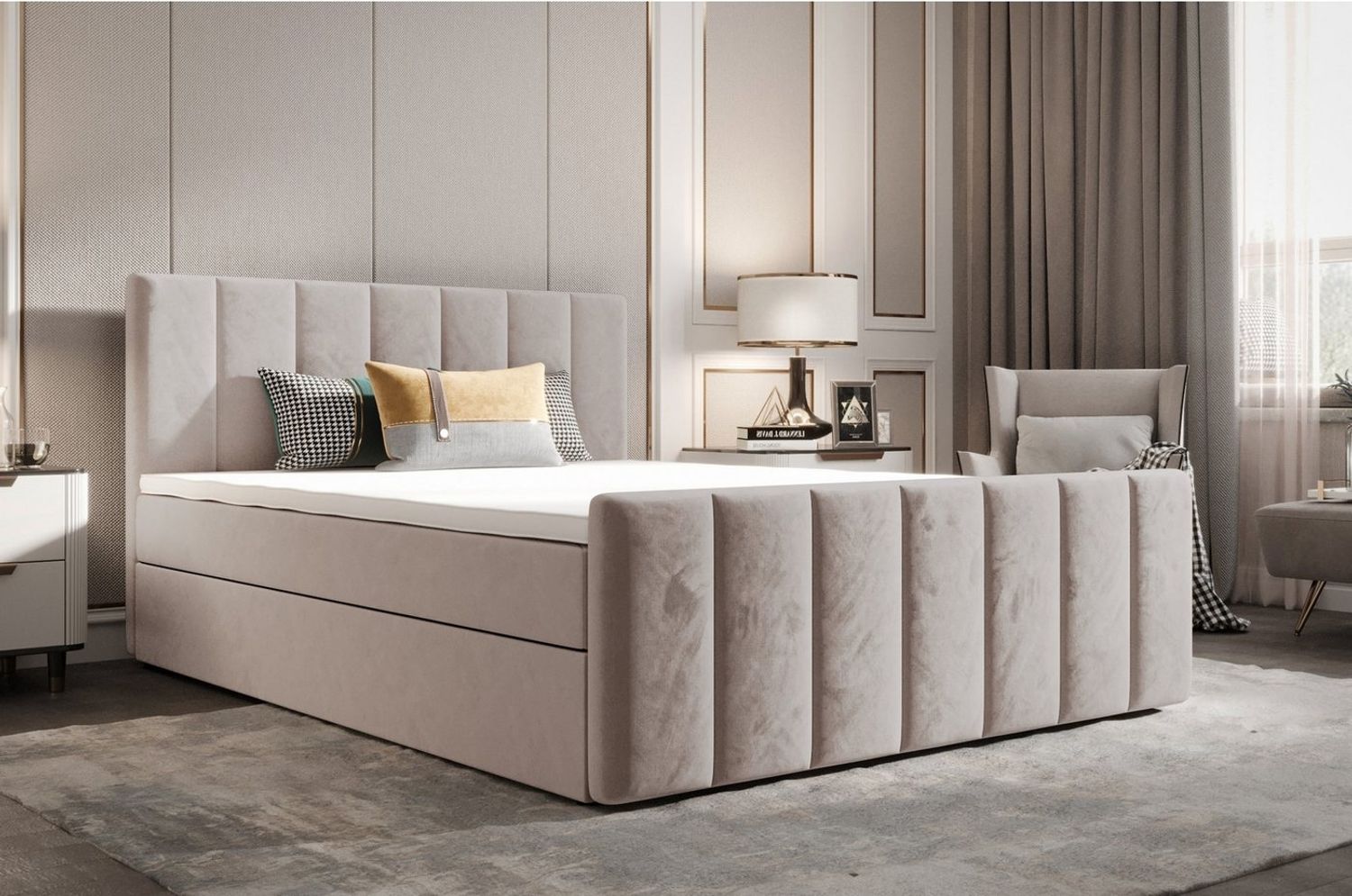 B&B Home 'Adelle' Boxspringbett, Beige, 200x200 cm Bild 1