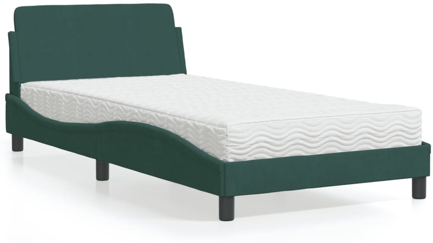 vidaXL Bett mit Matratze "Dover" Dunkelgrün 100x200 cm Samt 3208354 Bild 1