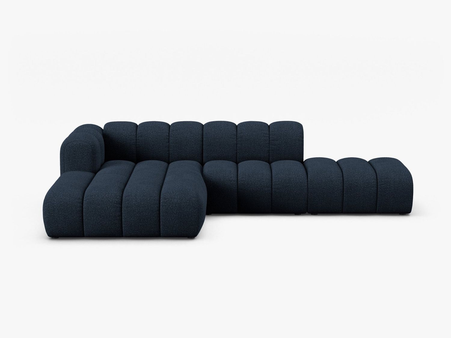 Micadoni Modulares Ecksofa offen Lupine 5-Sitzer Links Boucle Baloo Dunkelblau Bild 1