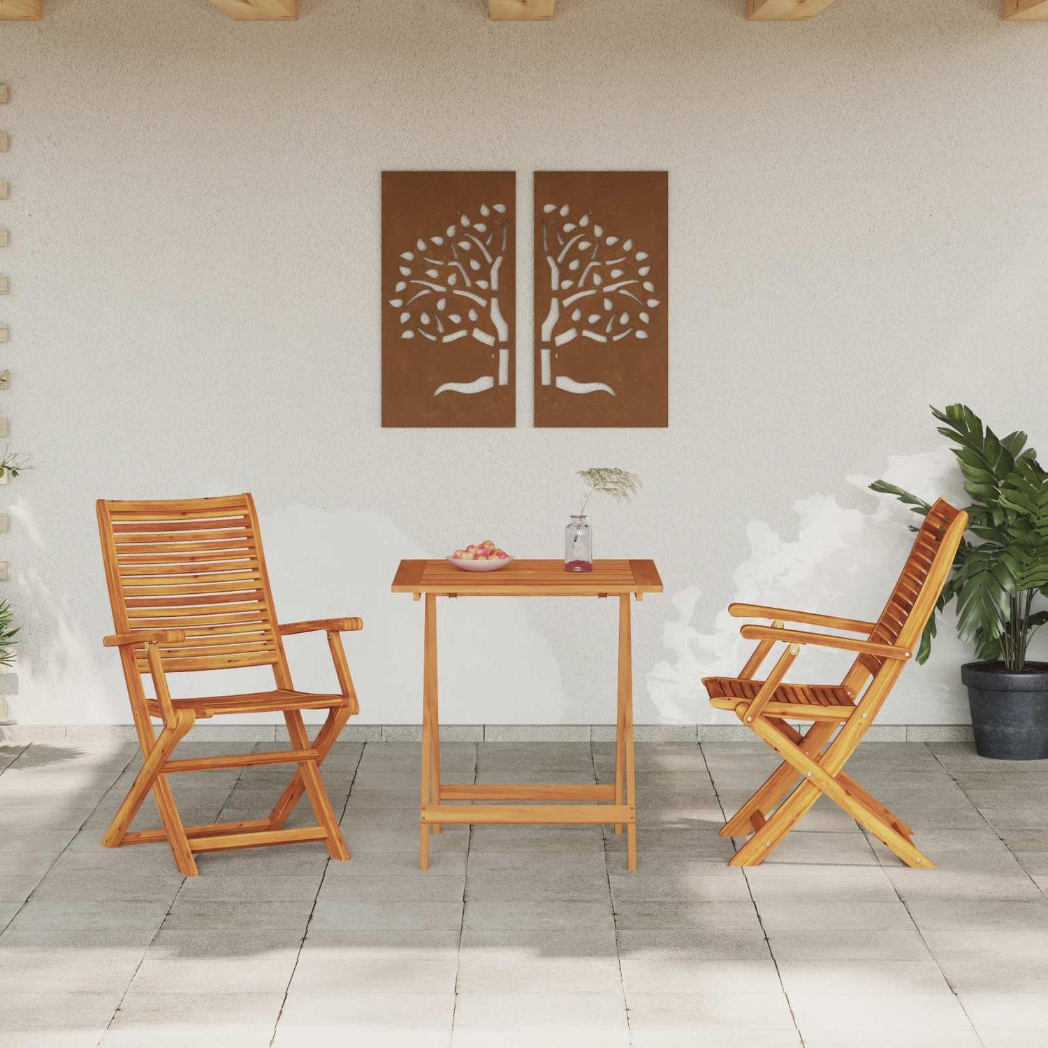 vidaXL Klapp Bistro Set 3 pcs Braun Massivholz Akazie 3375697 Bild 1
