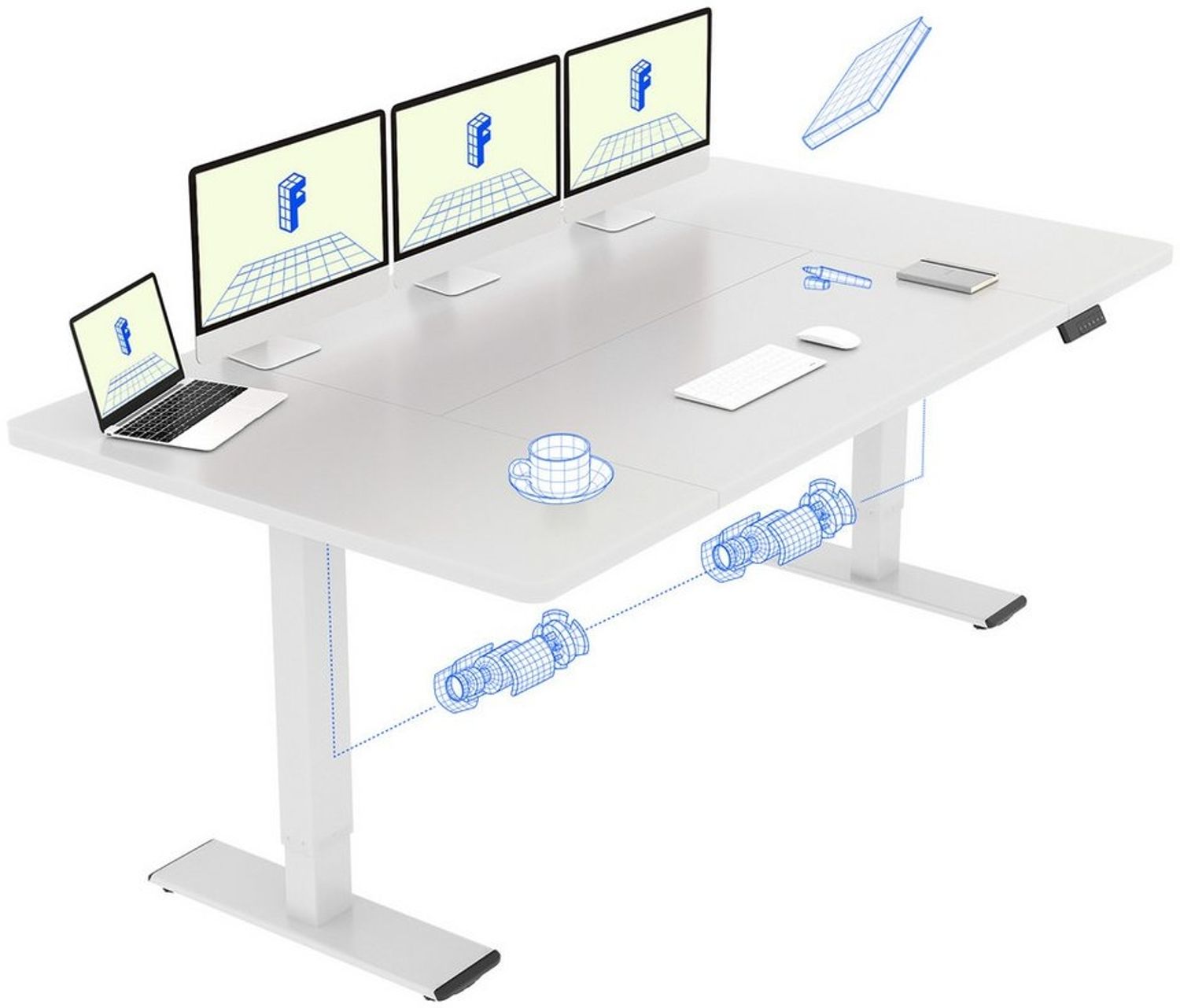 FLEXISPOT Schreibtisch Sitz-Steh-Tisch mit Memory-Funktionen (110X54/140X70/ 160X70/ 180X80/ 200X80 CM), Dual-Motor, 4 Speicherplätze, Anti-Kollisionssystem Bild 1
