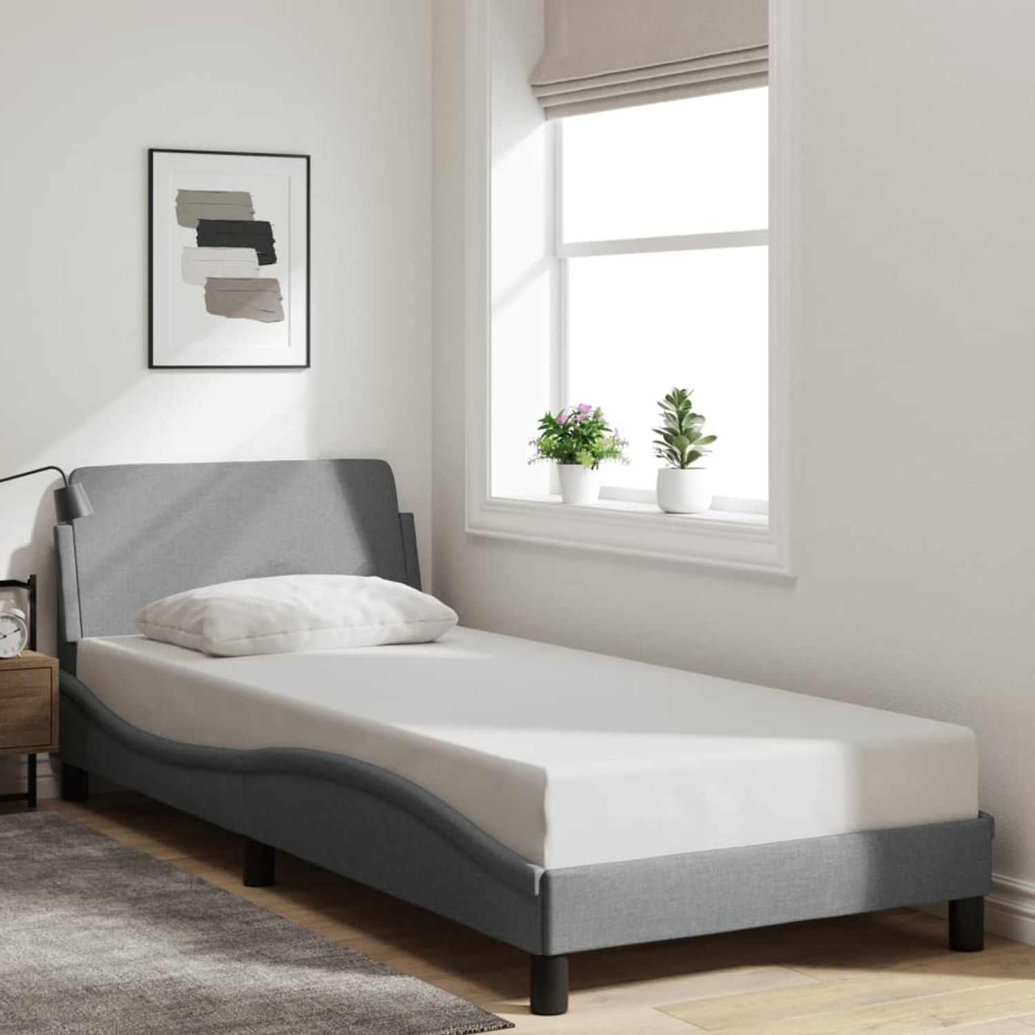 vidaXL Bettgestell "Dover" Hellgrau 90x200 cm Stoff 373105 Bild 1