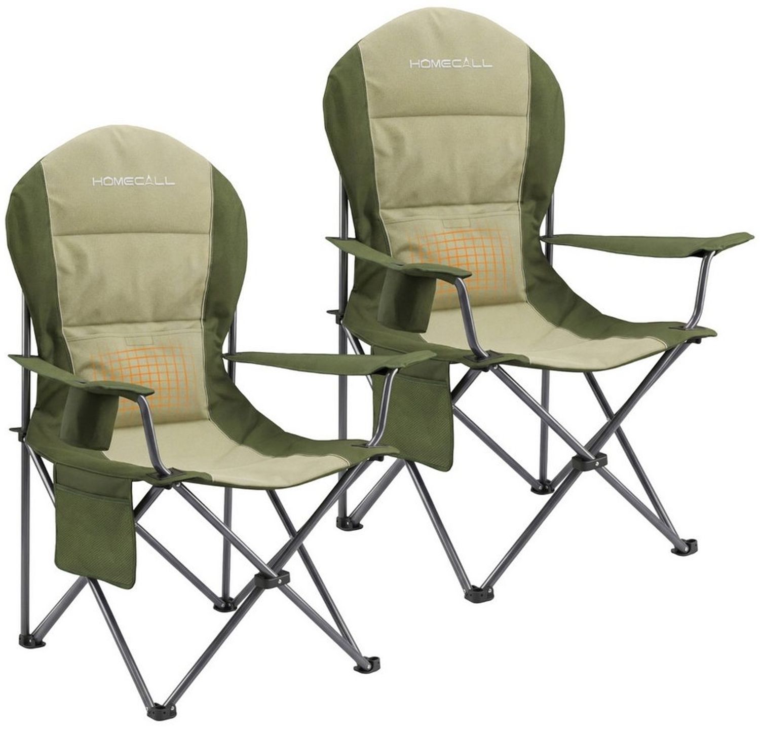 HOMECALL Campingstuhl Hochlehner 110cm mit Lendenwirbelstütze Klappstuhl Angelstuhl Faltbar (Bis 150kg, gepolstert, faltbar, stabil, 2 St), für Camp Garten Balkon Bild 1