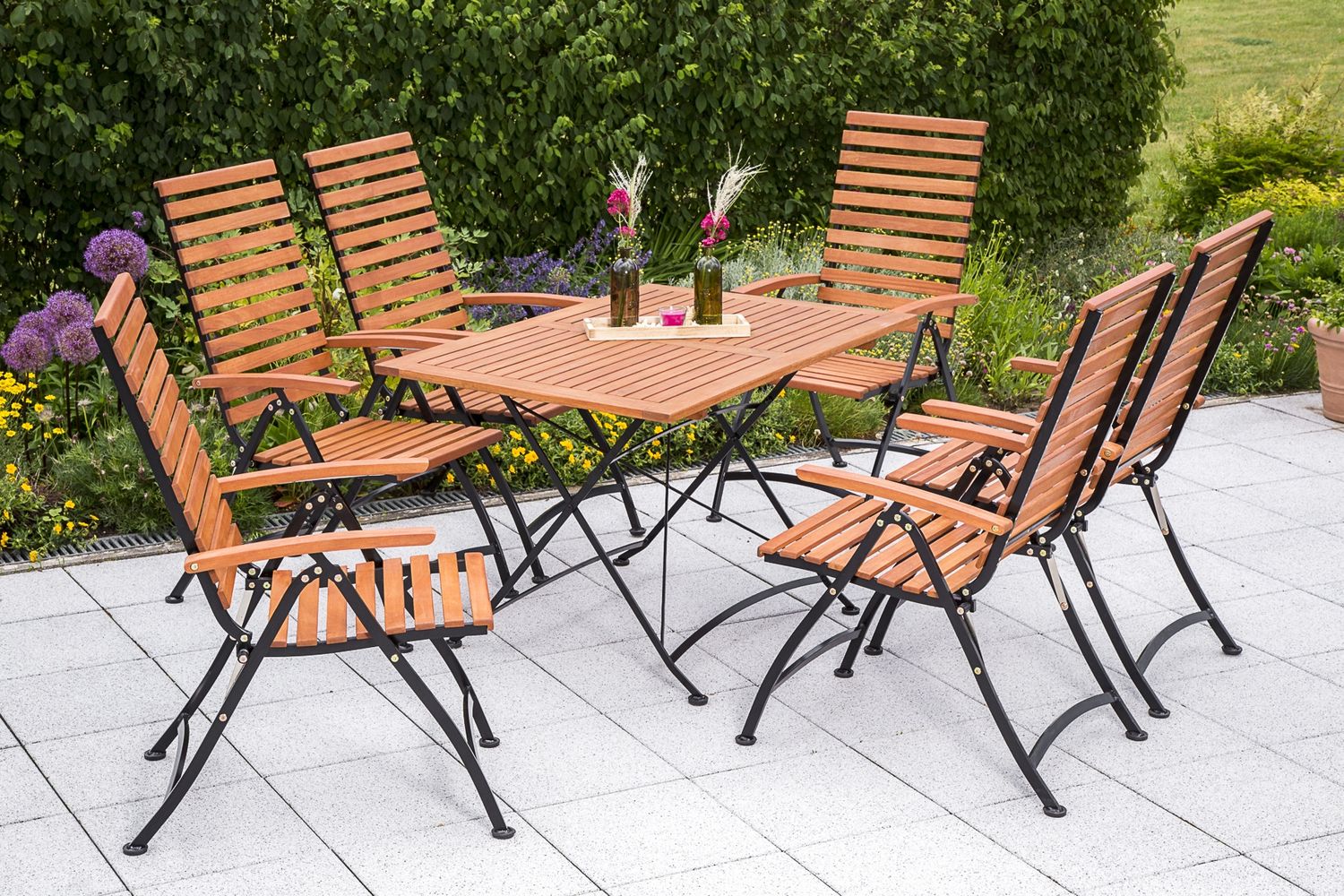 Schlossgarten Gartenmöbel Set 7tlg, Klappsessel & 120 x 80 cm Bild 1