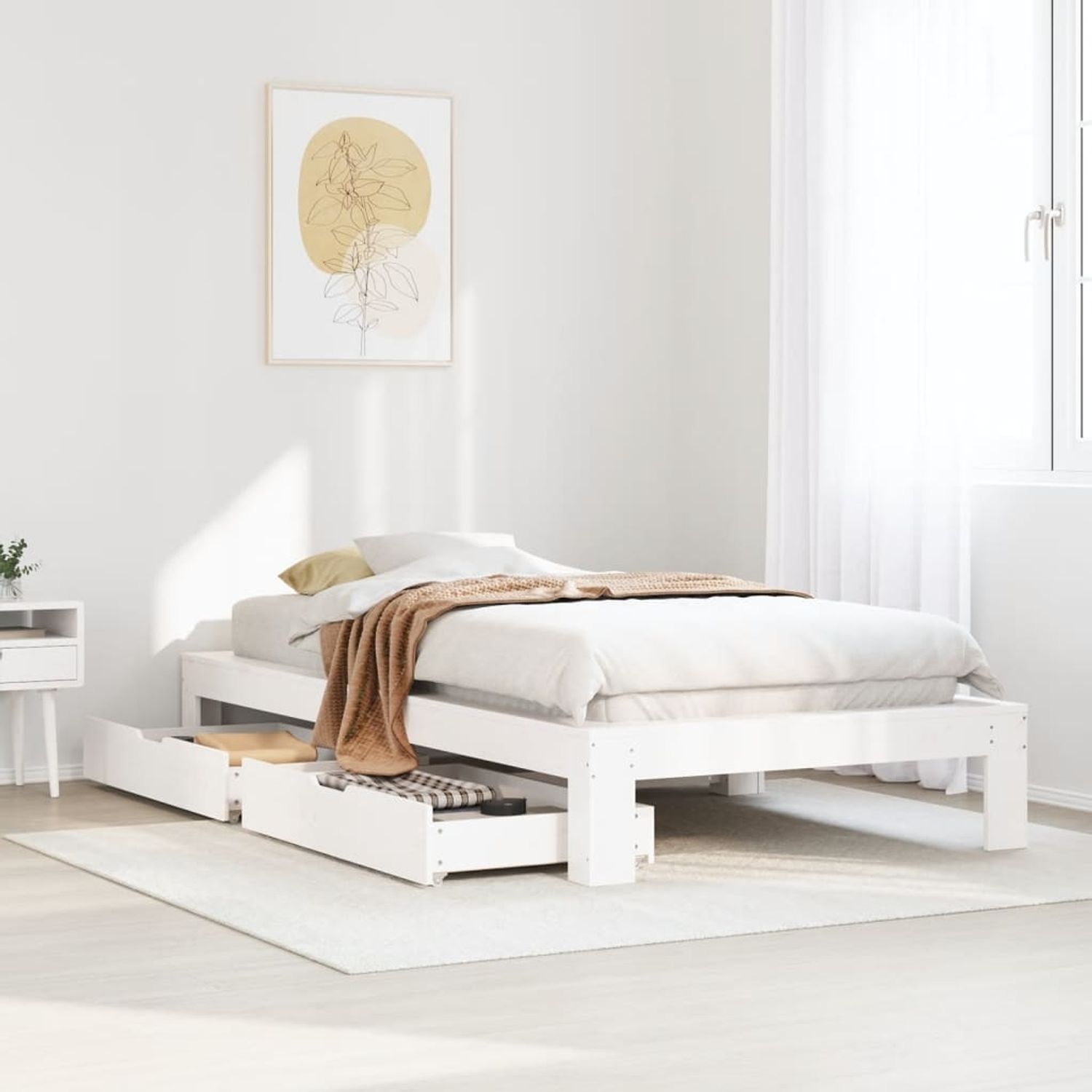vidaXL Massivholzbett ohne Matratze Weiß 90x190 cm Kiefernholz 3309021 Bild 1